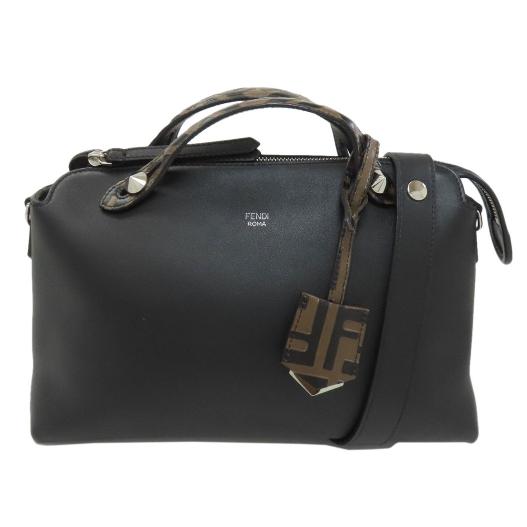 Fendi Black Brown Leather Handbag (Pre-Owned)