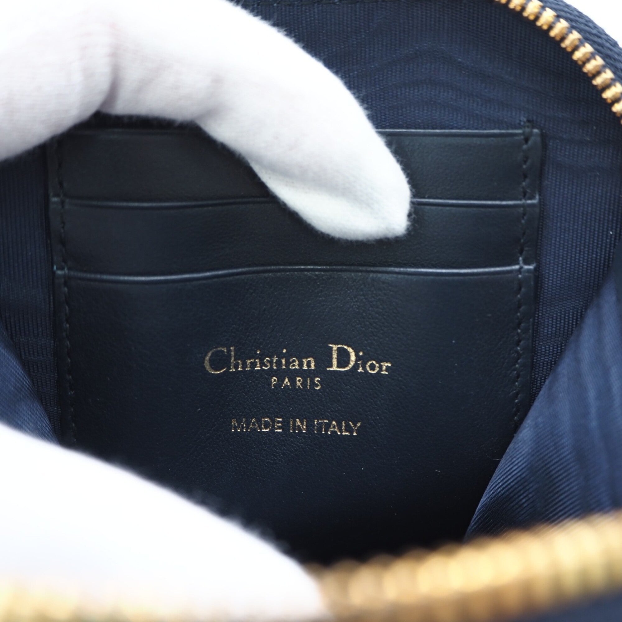 Christian Dior Beige Navy Canvas Leather Shoulder Bag (Pre-Owned)