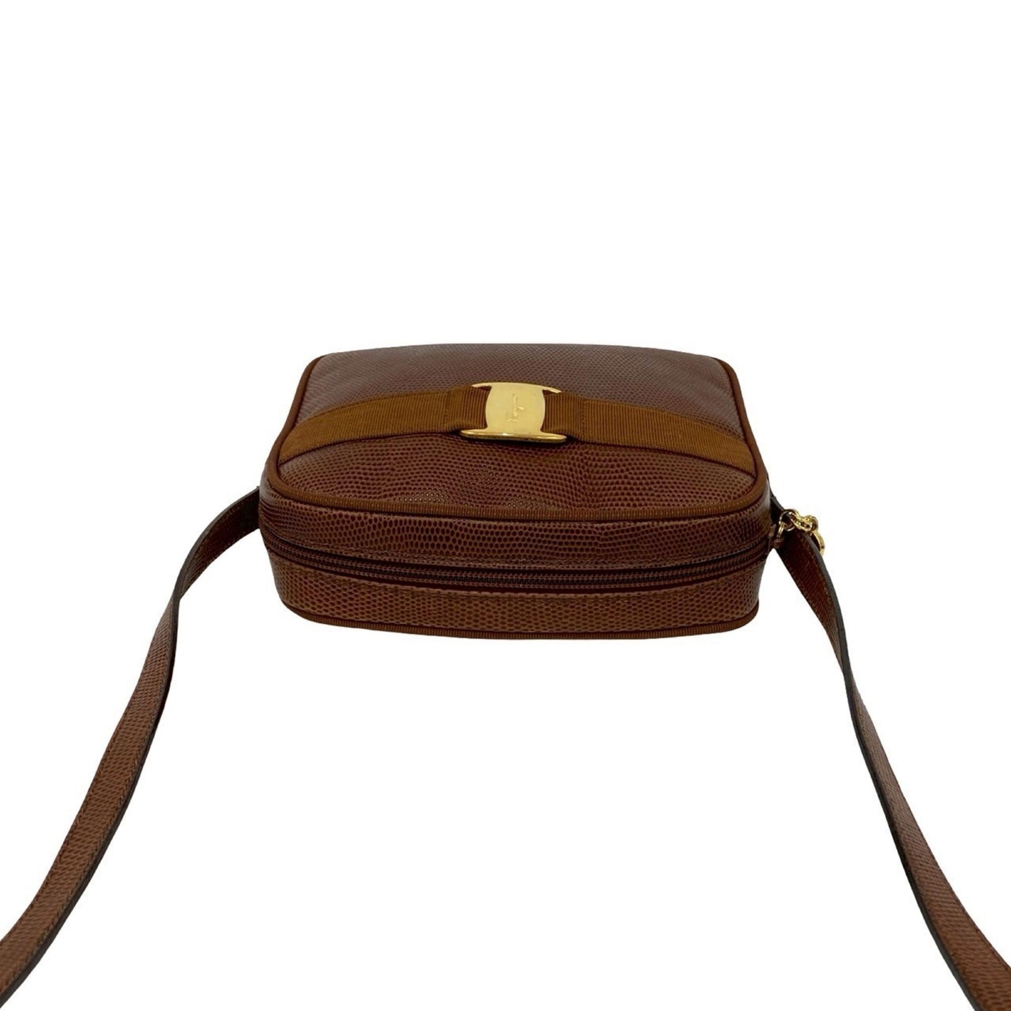 Salvatore Ferragamo Brown Leather Pochette Shoulder Bag (Pre-Owned)