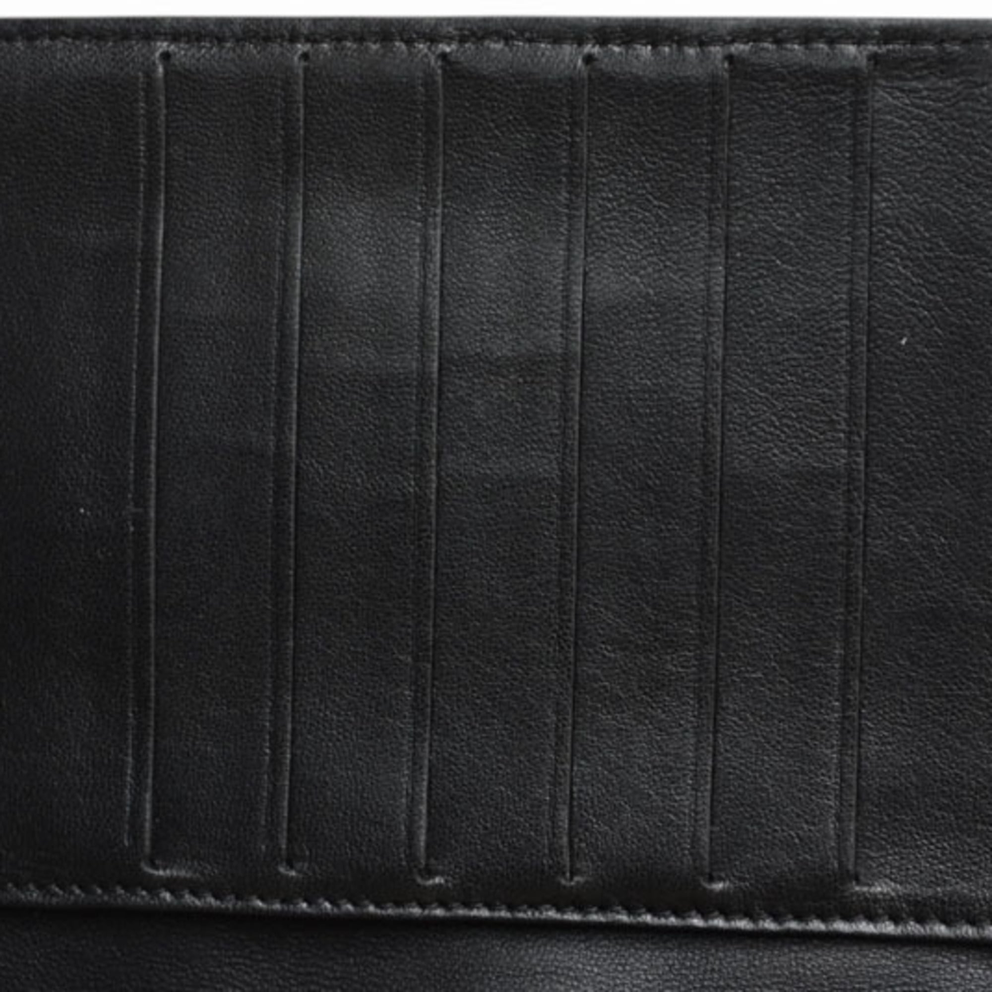 Chanel Black Leather Long Wallet (Bi-Fold) (Pre-Owned)