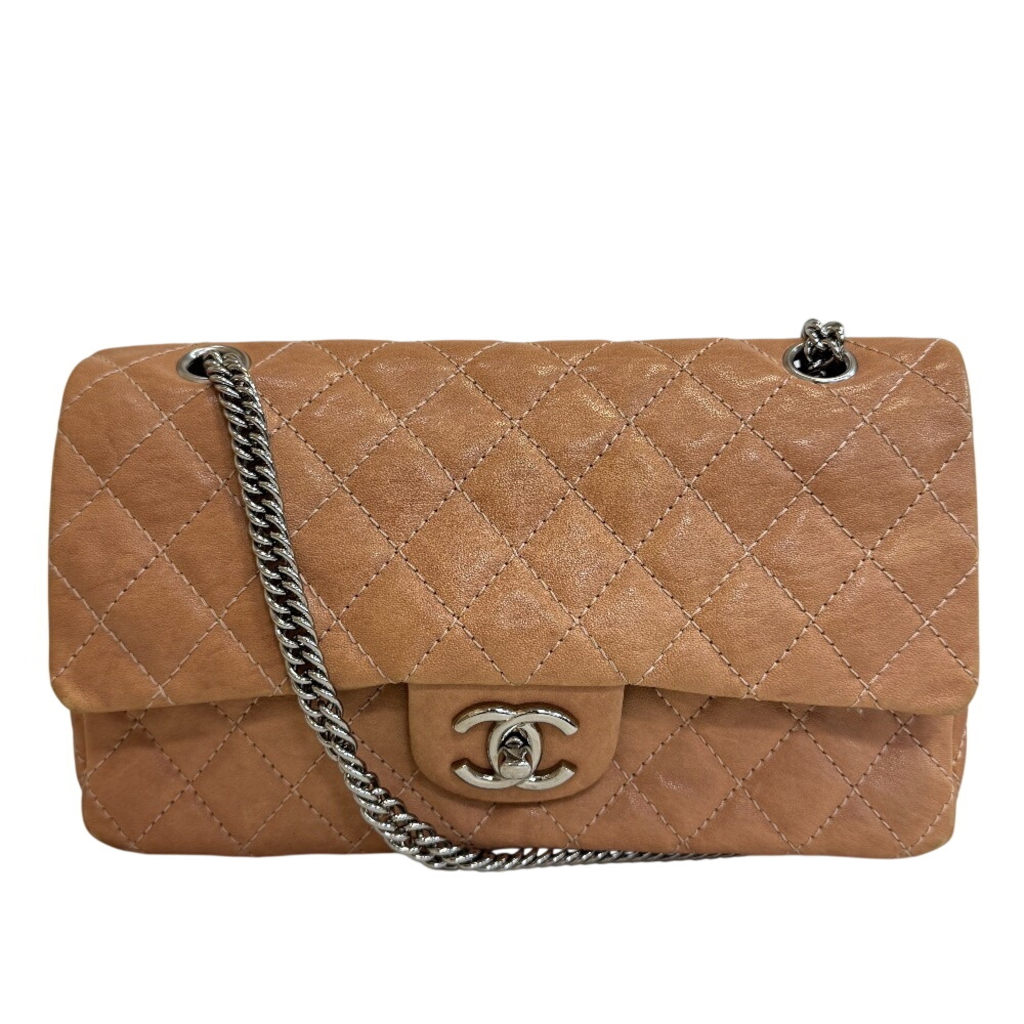 Chanel Matelasse Beige Leather Shoulder Bag (Pre-Owned)