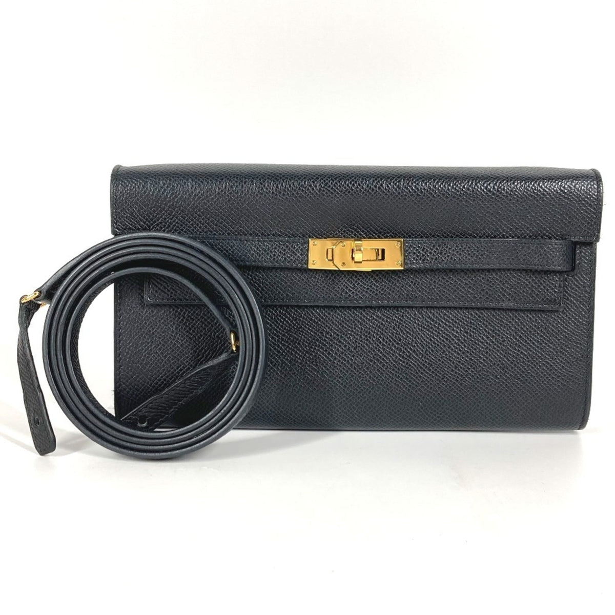 Hermes Black Epsom Leather Chain/Shoulder Wallet (Pre-Owned)