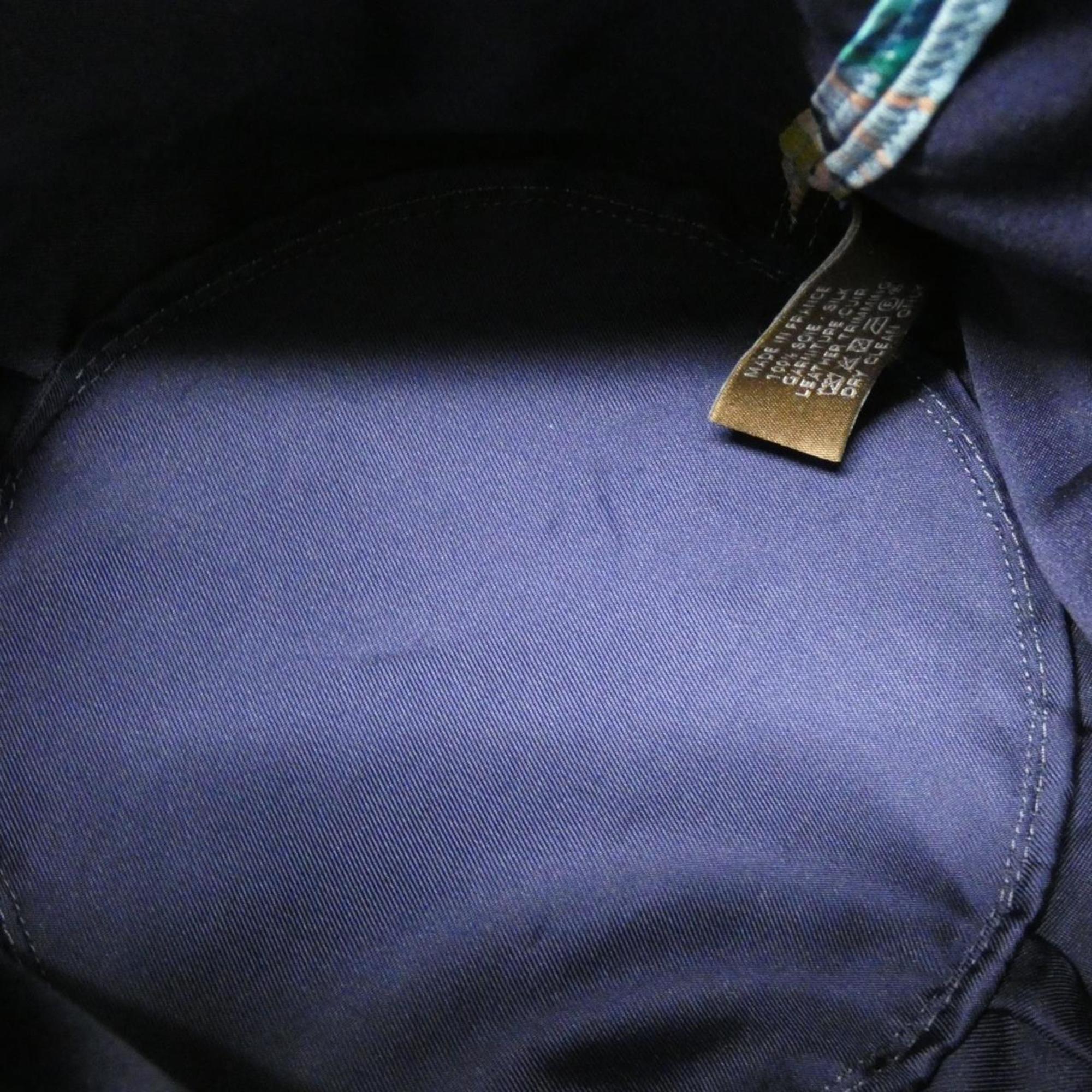Hermes Black Blue Atoll Multi-Color Epsom Leather Silk Shoulder Bag (Pre-Owned)
