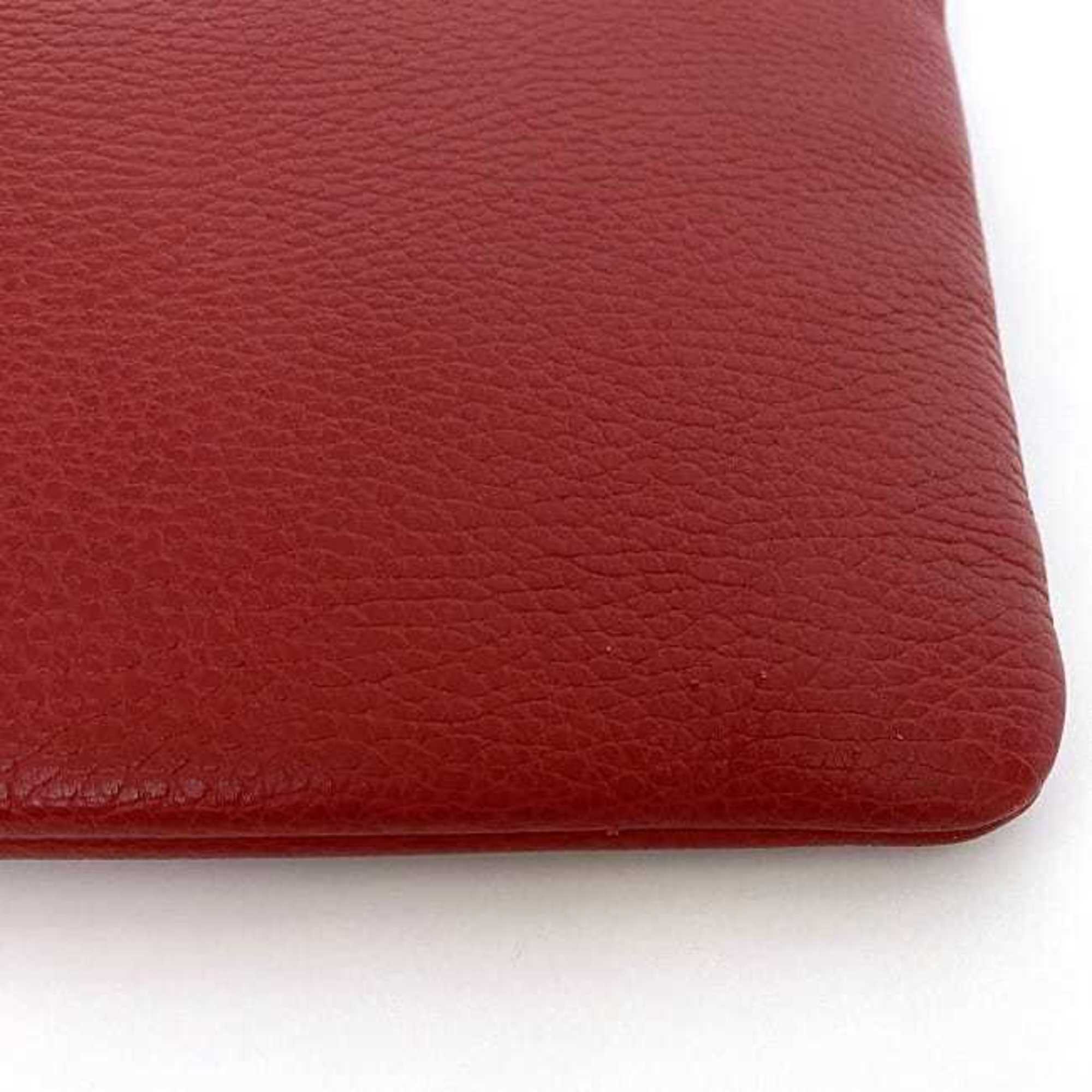 Gucci Red Color Bamboo Leather Clutch Bag Handbag (Pre-Owned)