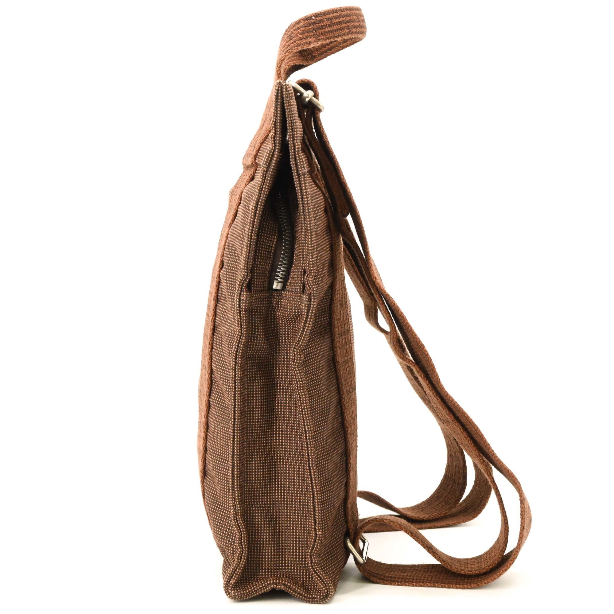 Hermes Her Line Brown Nylon Canvas Backpack (Pre-Owned)