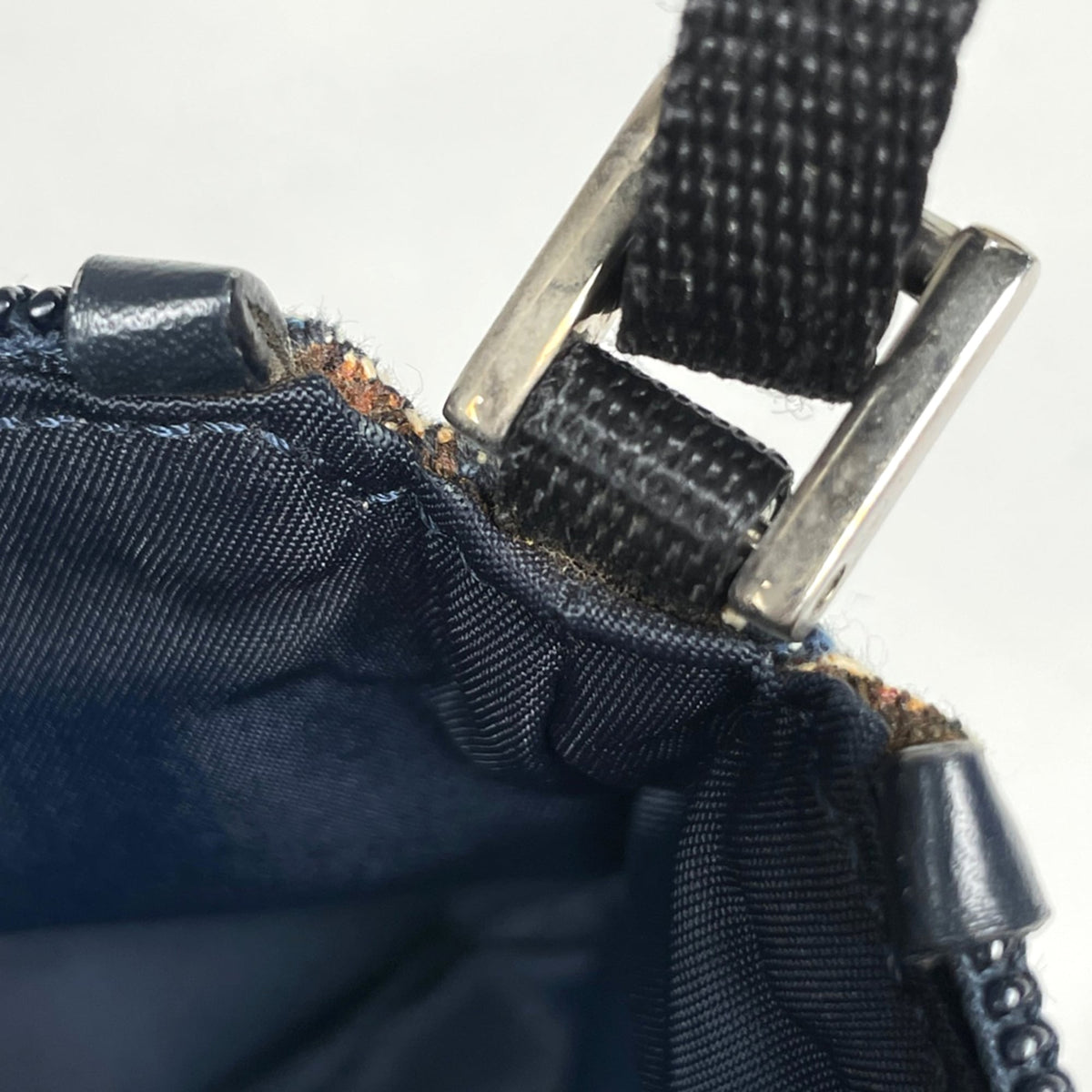 Christian Dior Trotter Navy Canvas Leather Shoulder Bag (Pre-Owned)