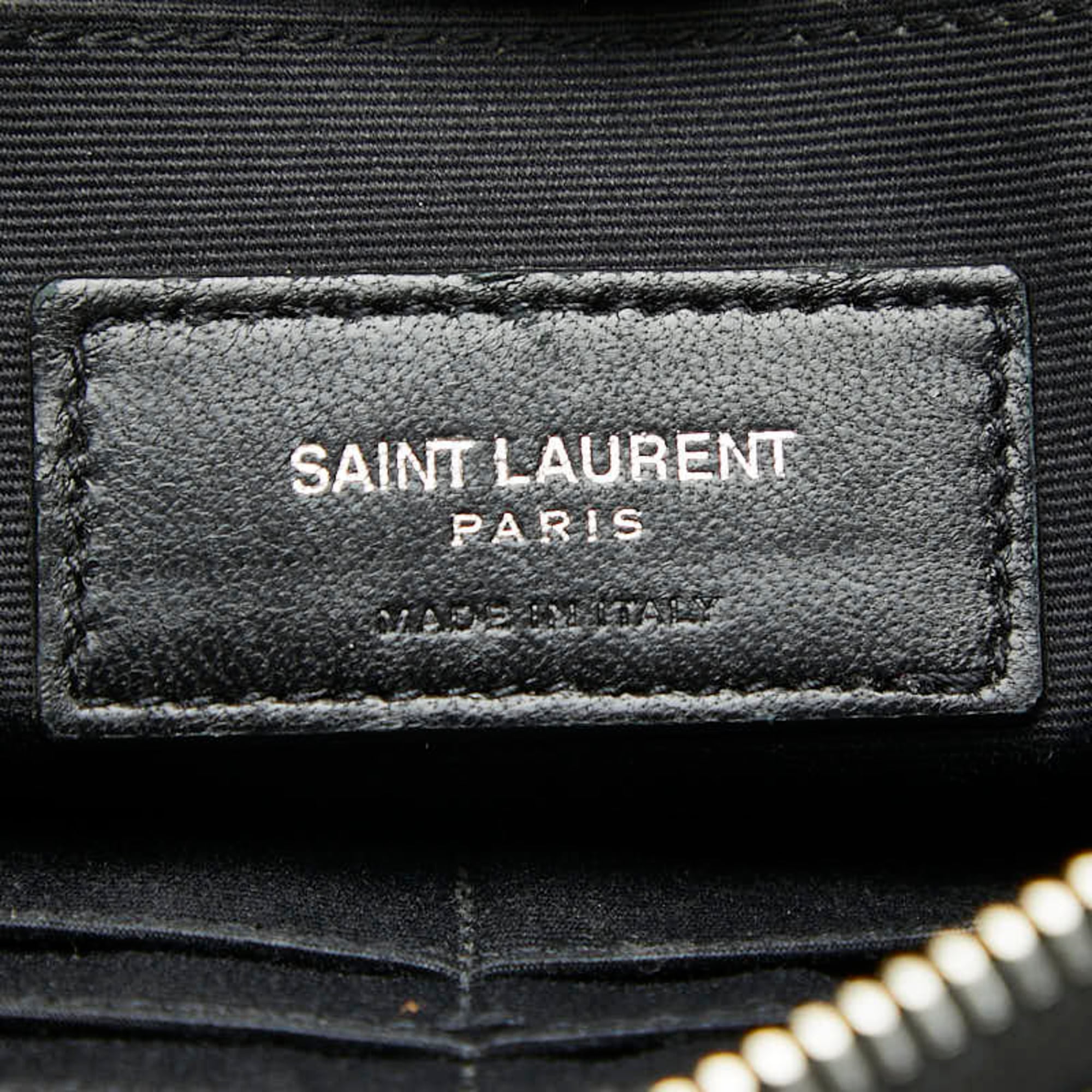 Saint Laurent Black White Leather Clutch Bag (Pre-Owned)