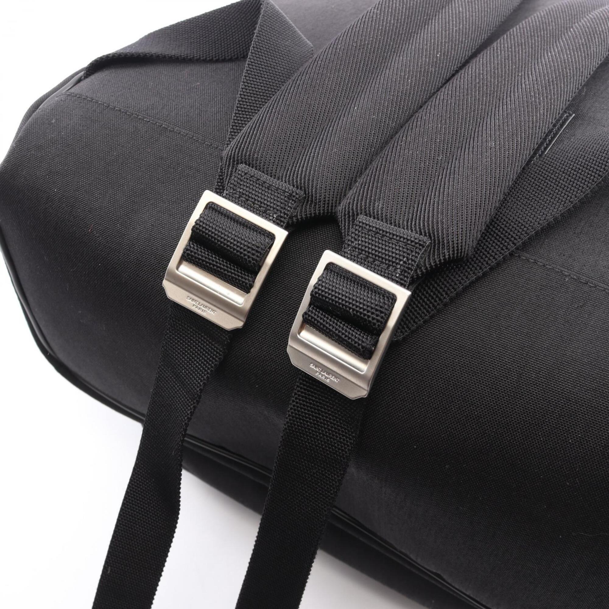 Saint Laurent Black Canvas Leather Backpack Handbag (Pre-Owned)