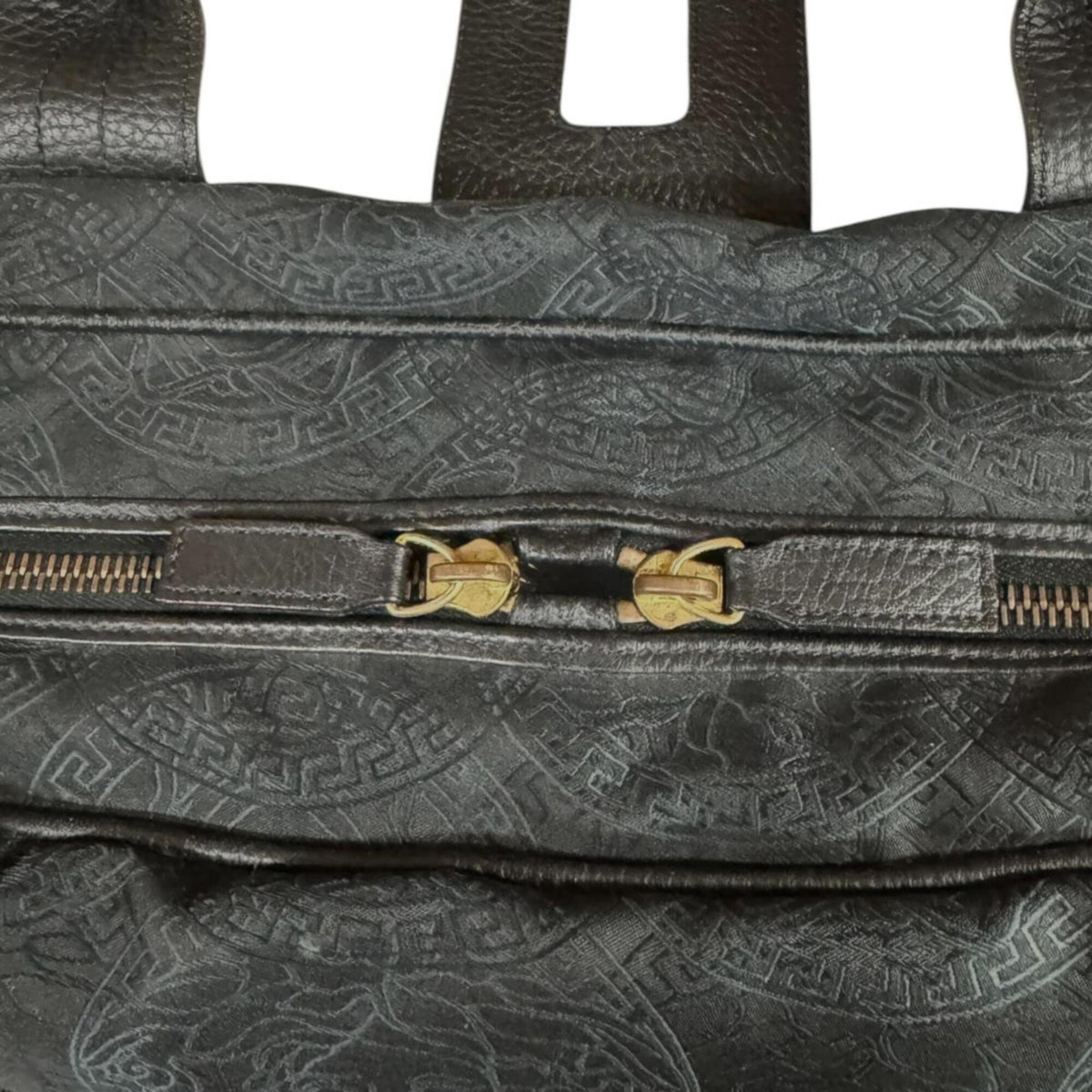 Versace Black Canvas Handbag (Pre-Owned)