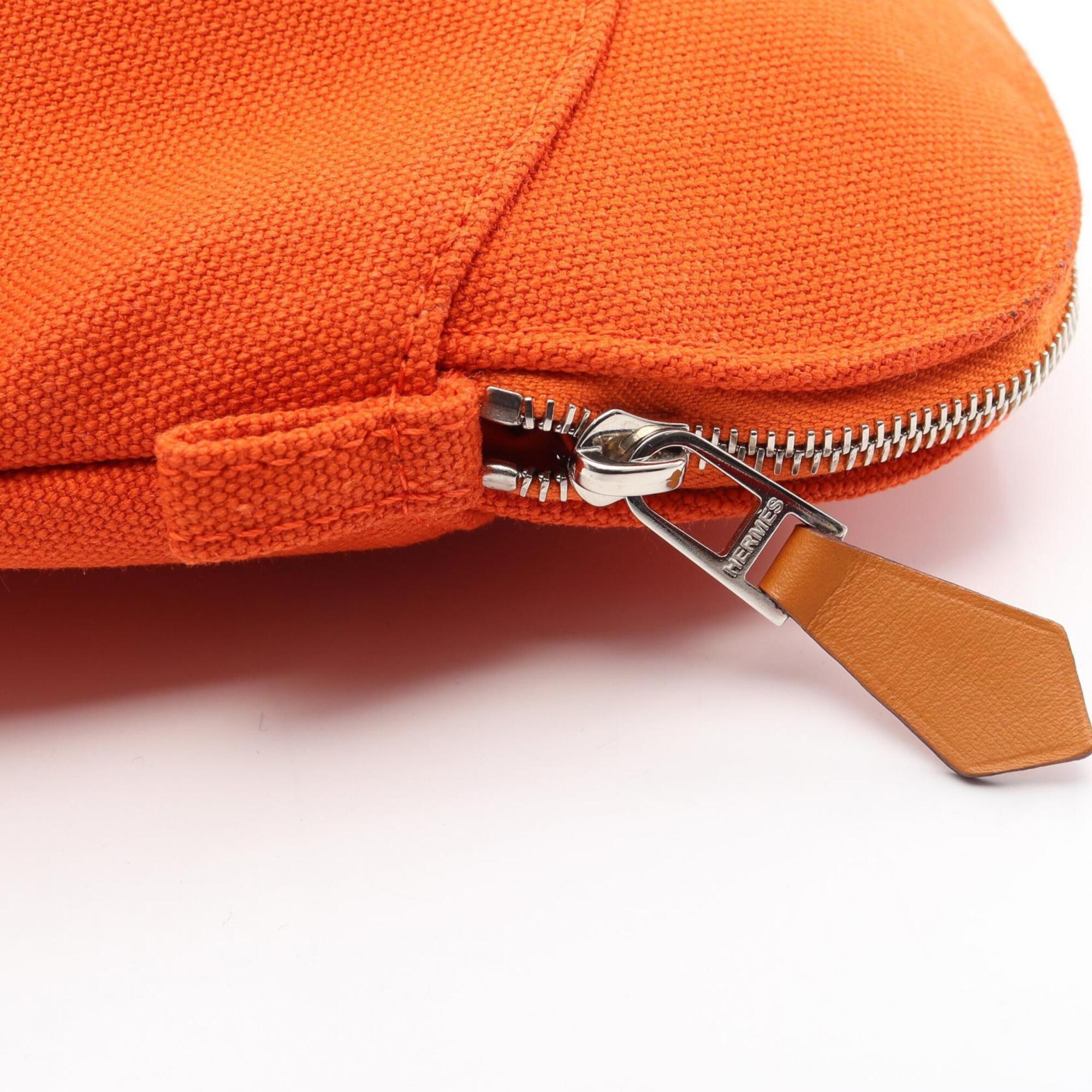 Hermes Orange Canvas Leather Pouch (Pre-Owned)