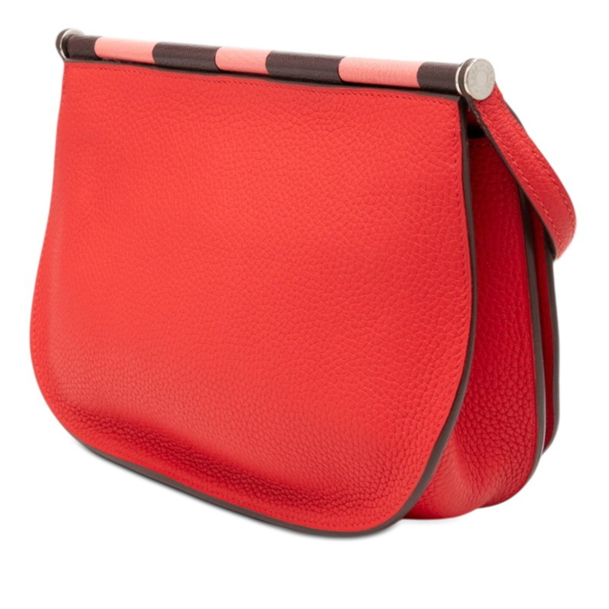 Hermes Red Color Taurillon Clemence Leather Shoulder Bag (Pre-Owned)