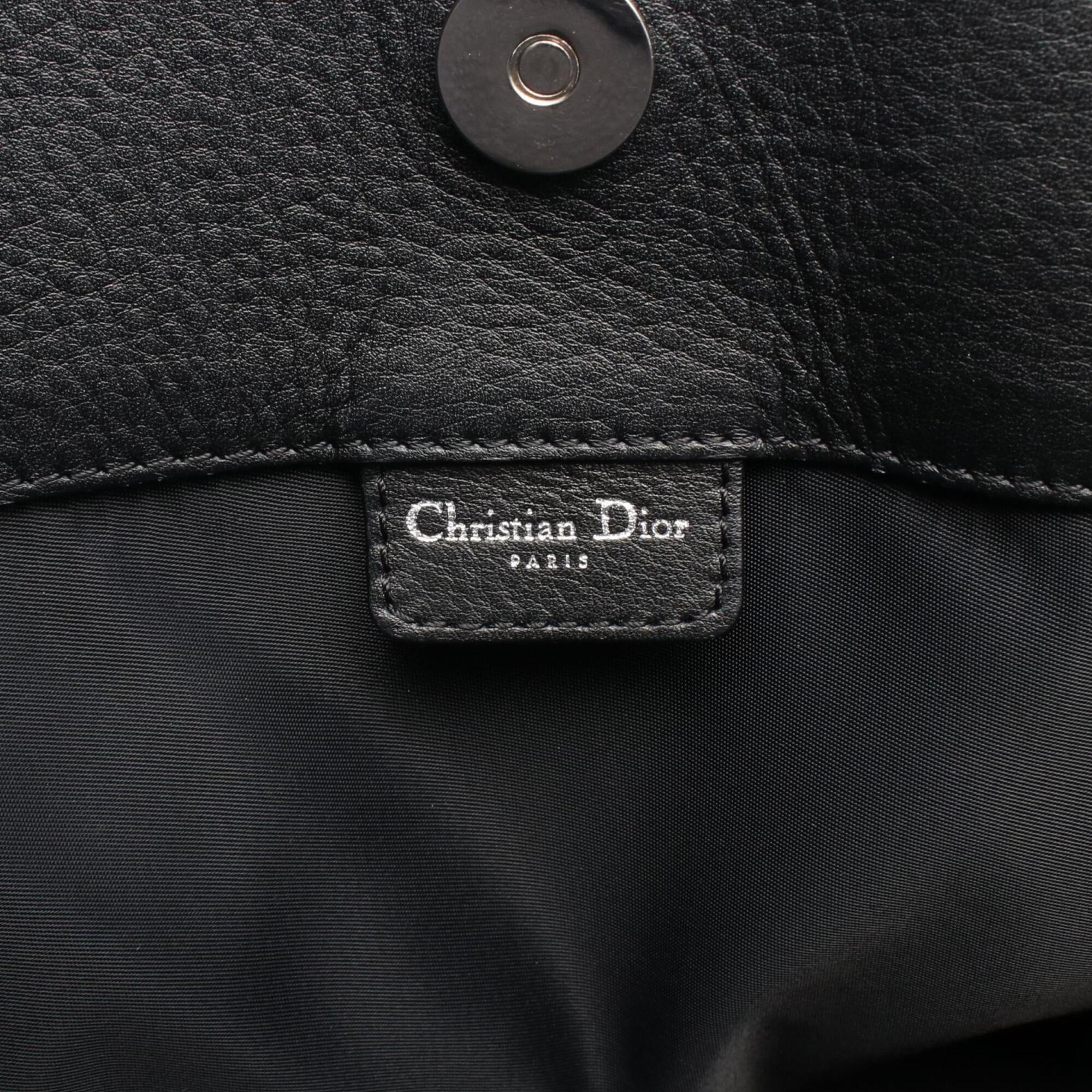 Christian Dior Black Canvas Leather Handbag Tote Bag (Pre-Owned)