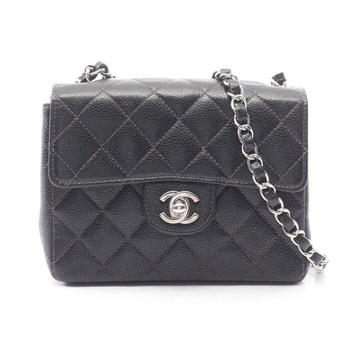 Chanel Black Grained Calfskin Handbag Shoulder Bag (Pre-Owned)