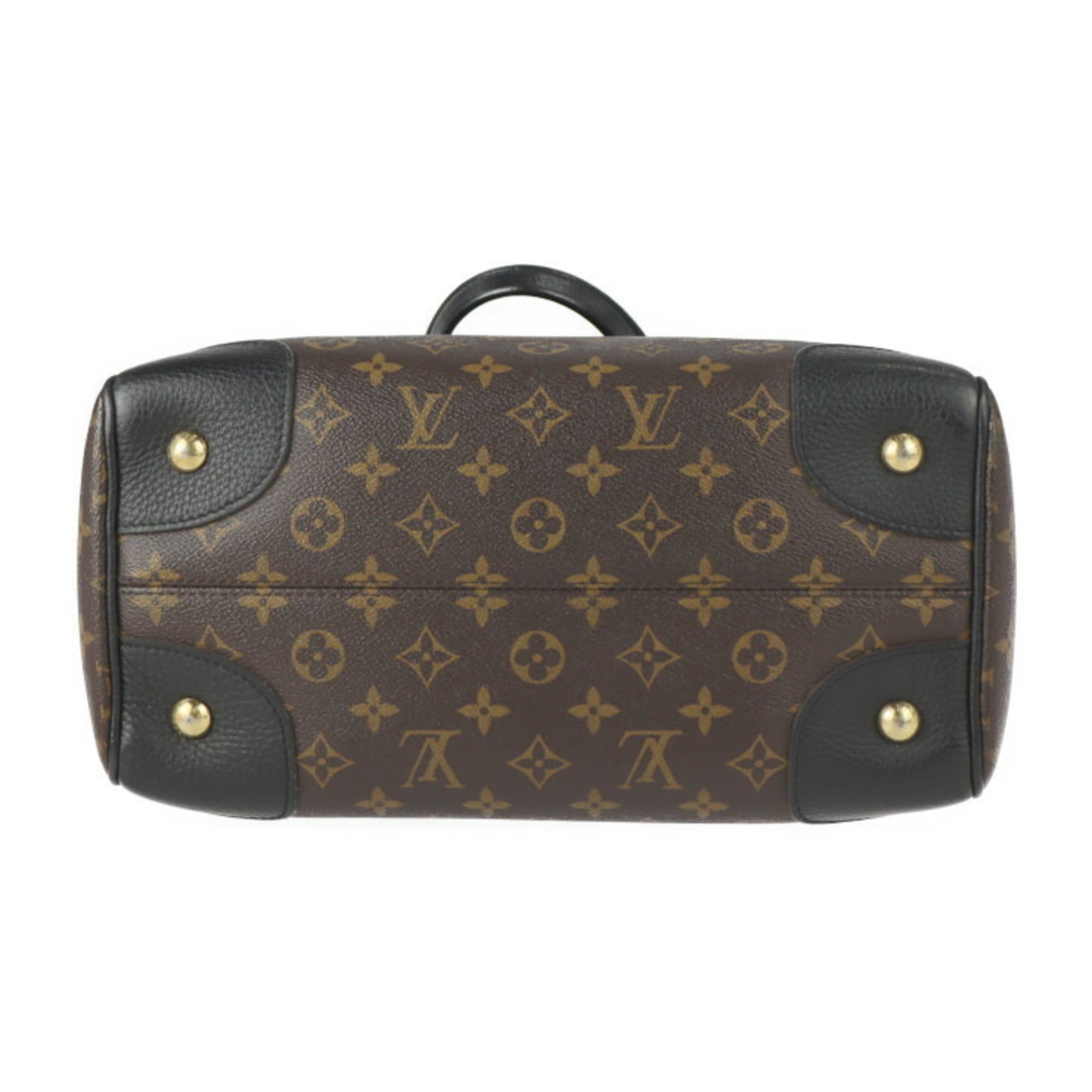 Louis Vuitton Black Brown Monogram Monogram Leather Boston Bag Handbag Shoulder Bag Tote Bag (Pre-Owned)
