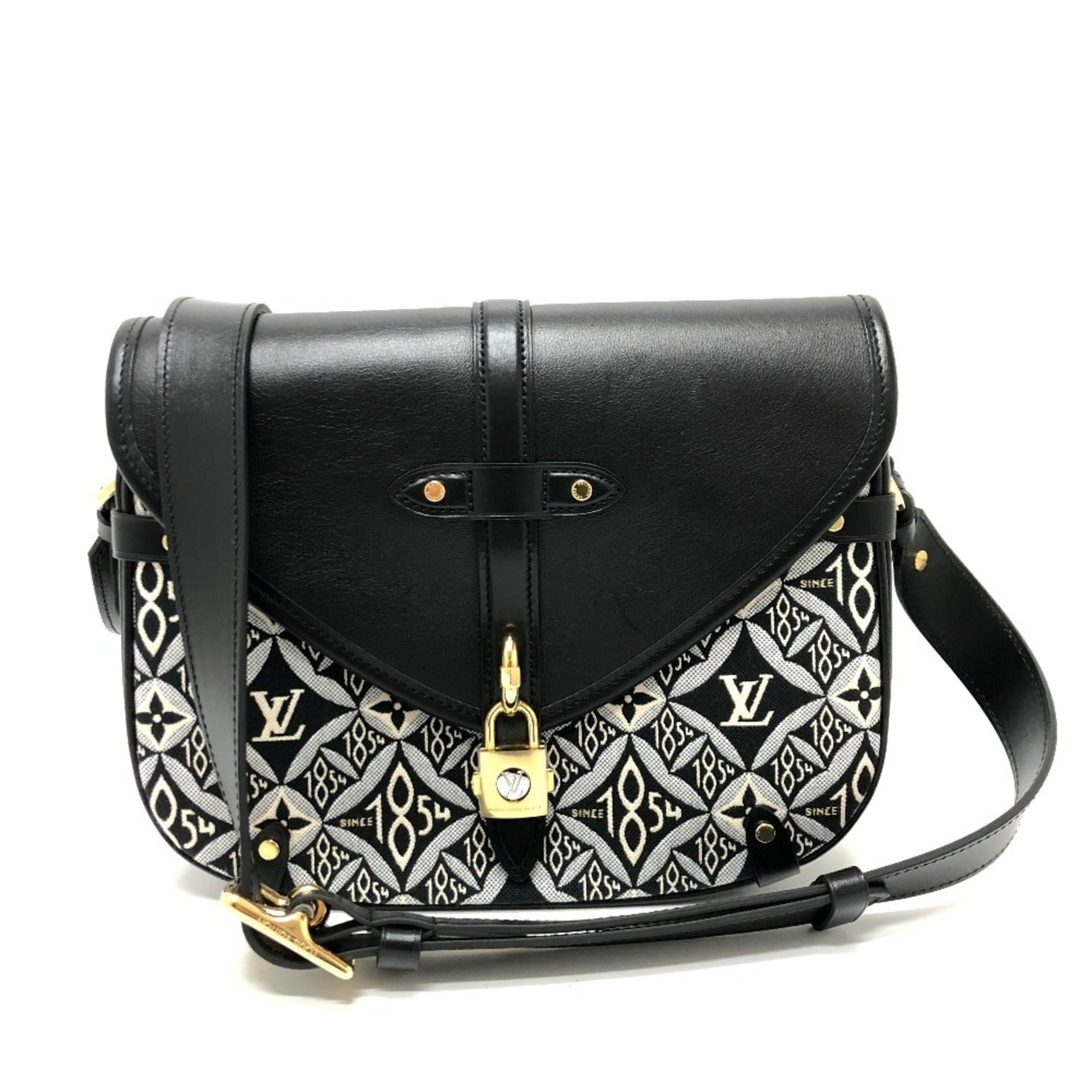 Louis Vuitton Black Navy Canvas Leather Shoulder Bag (Pre-Owned)