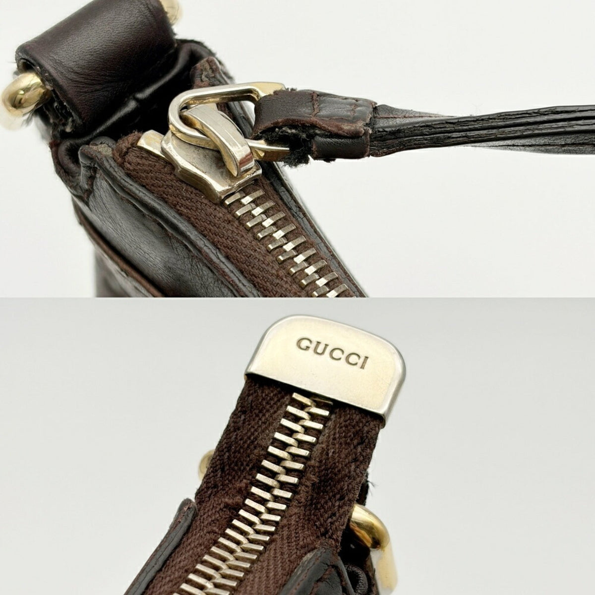 Gucci Dark Brown Leather Shoulder Bag (Pre-Owned)