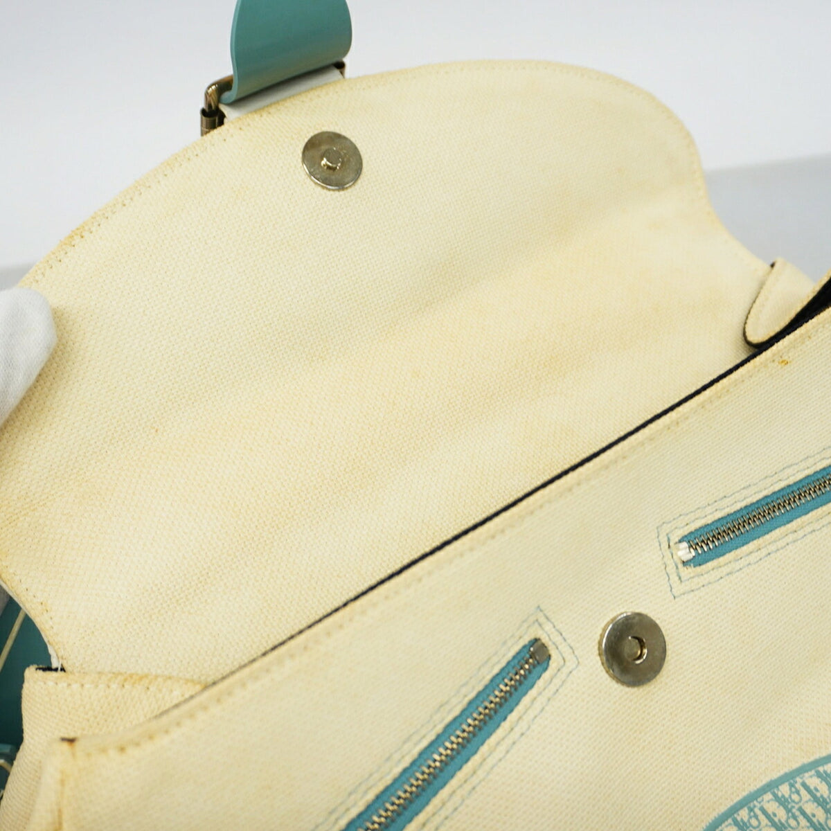 Christian Dior Ivory Canvas Shoulder Bag (Pre-Owned)