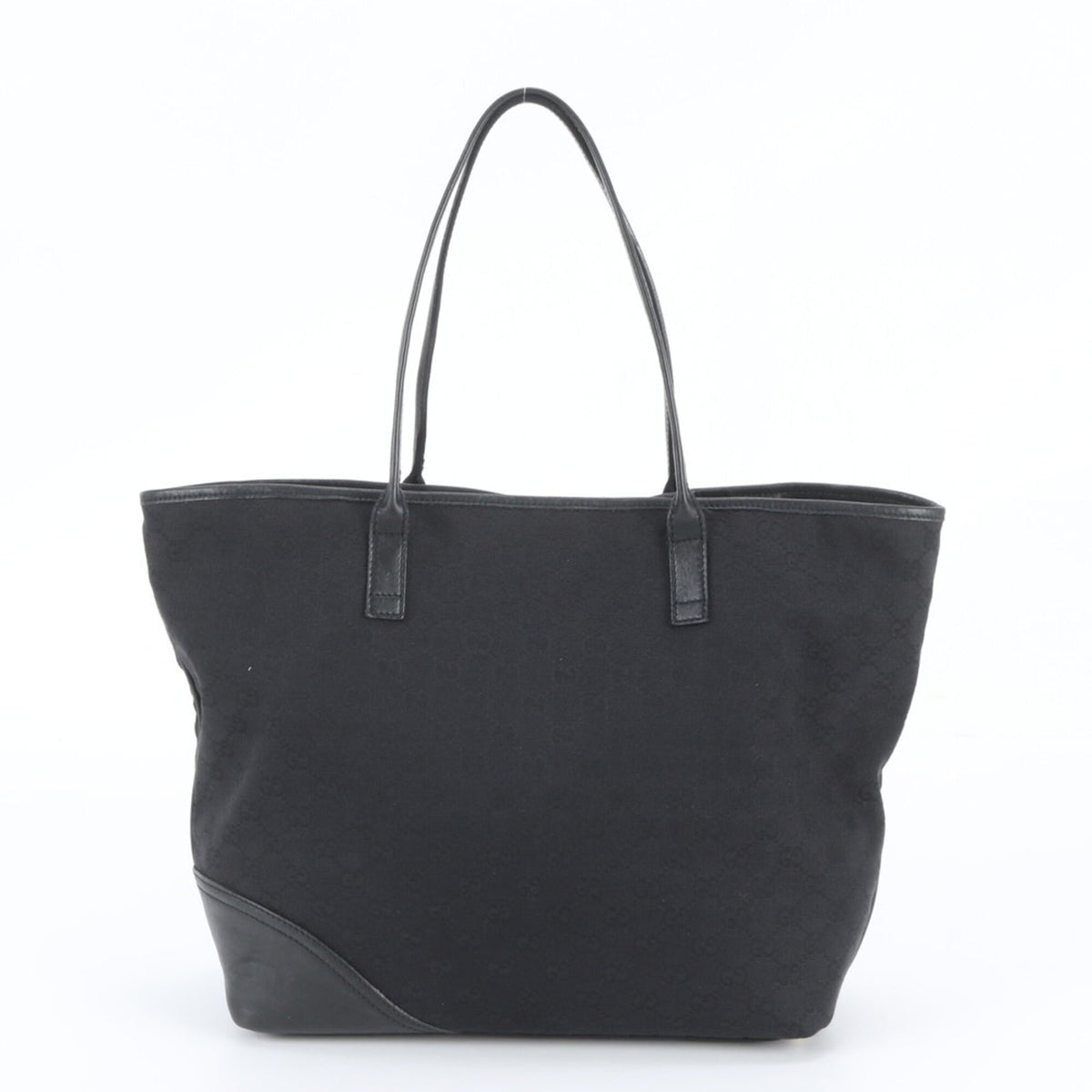 Gucci Black Leather Canvas Handbag Shoulder Bag Tote Bag (Pre-Owned)