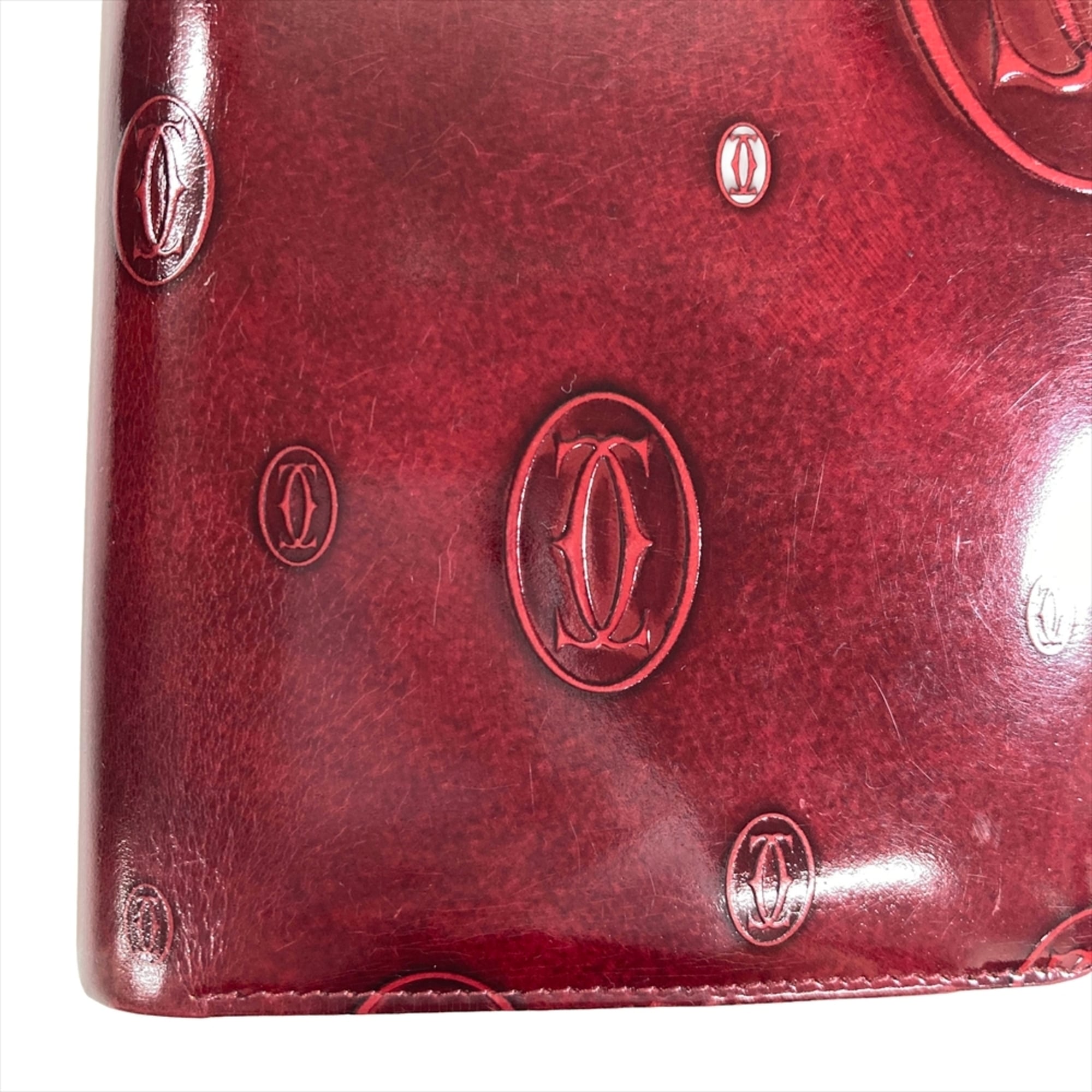 Cartier Happy Birthday Bordeaux Wine Red Patent Leather Wallet (Bi-Fold) (Pre-Owned)