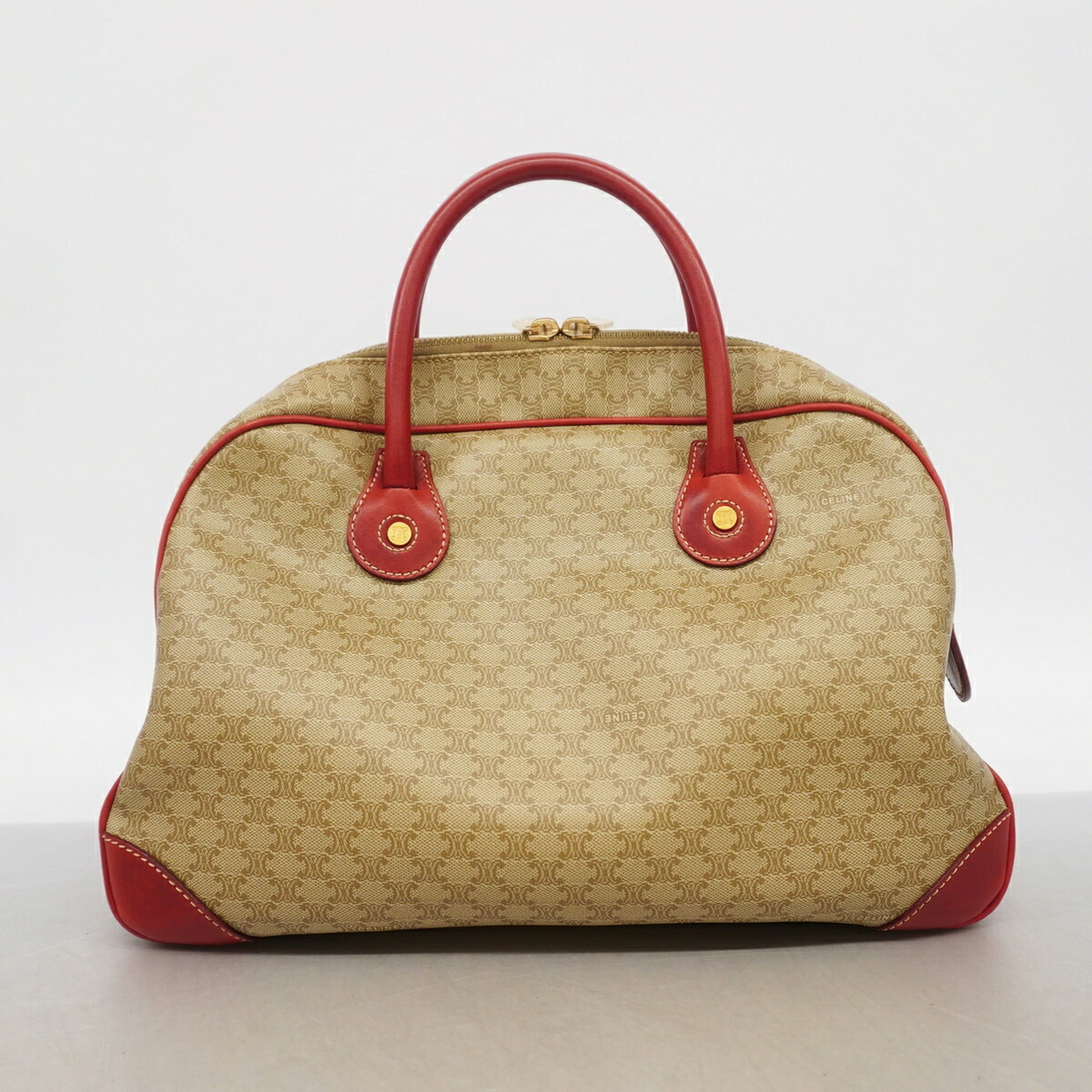 Celine Beige Red Color Pvc Handbag (Pre-Owned)