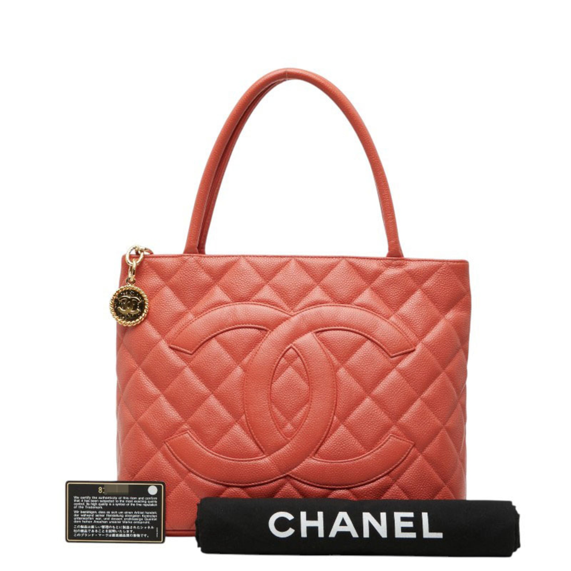 Chanel Matelasse Orange Grained Calfskin Handbag Tote Bag (Pre-Owned)