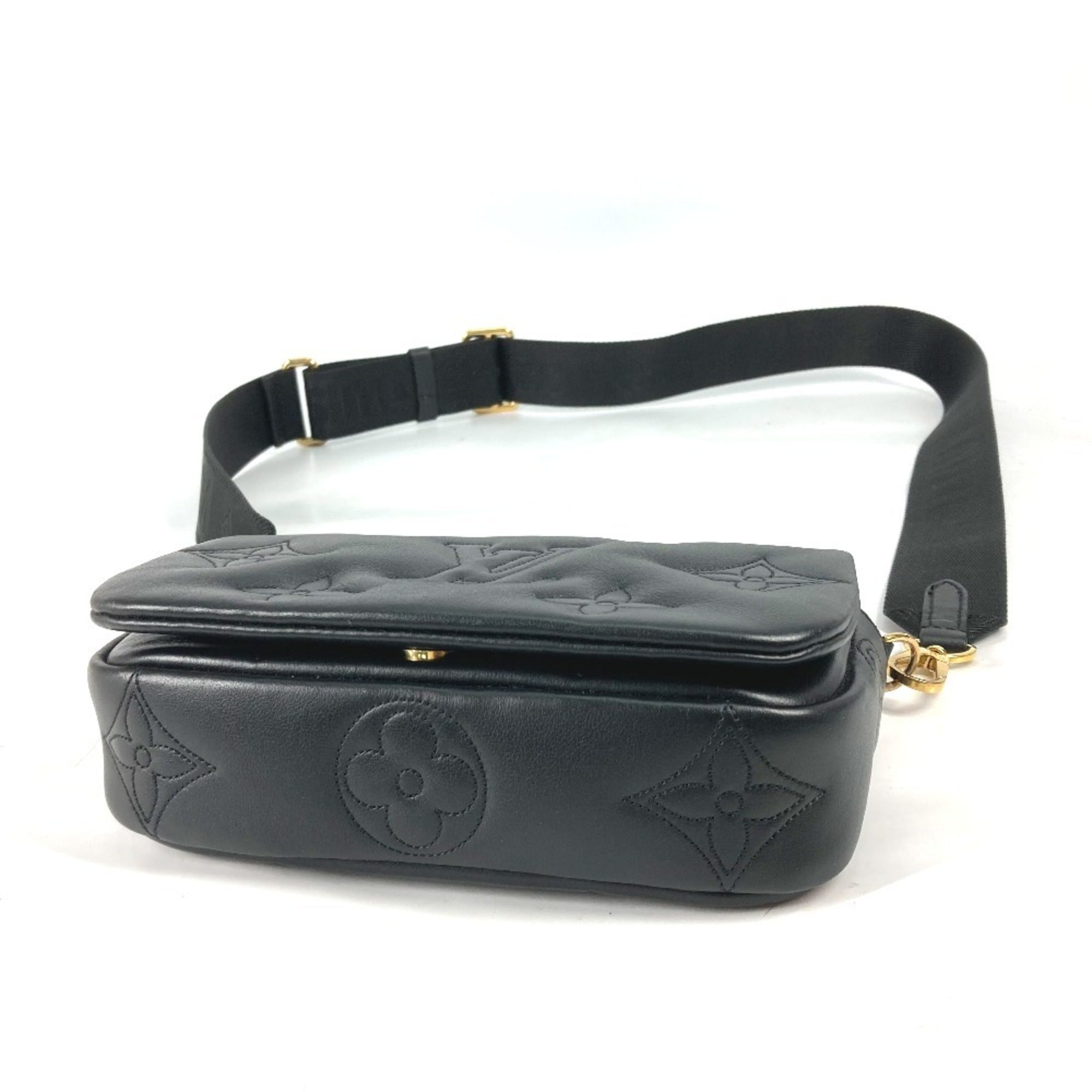Louis Vuitton Monogram Black Monogram Leather Clutch Bag Shoulder Bag (Pre-Owned)