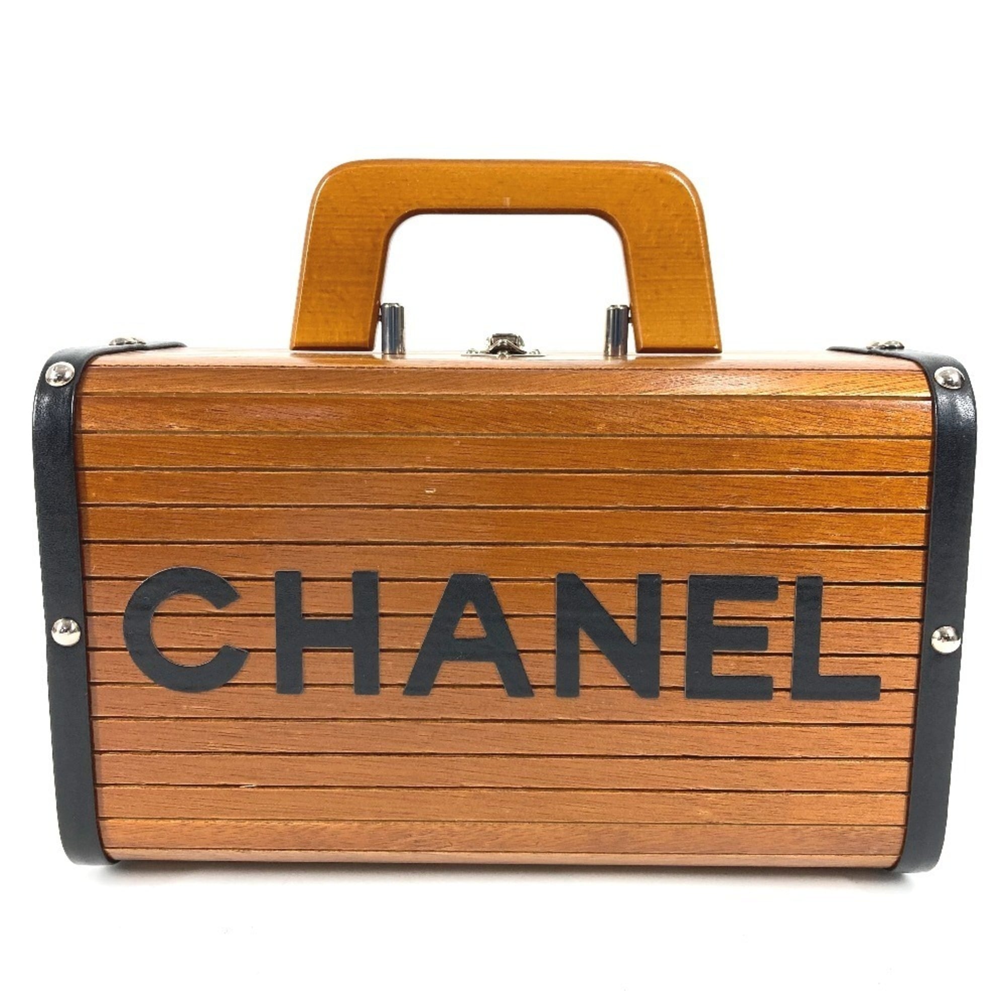 Chanel Black Brown Wood Handbag Vanity Bag (Pre-Owned)
