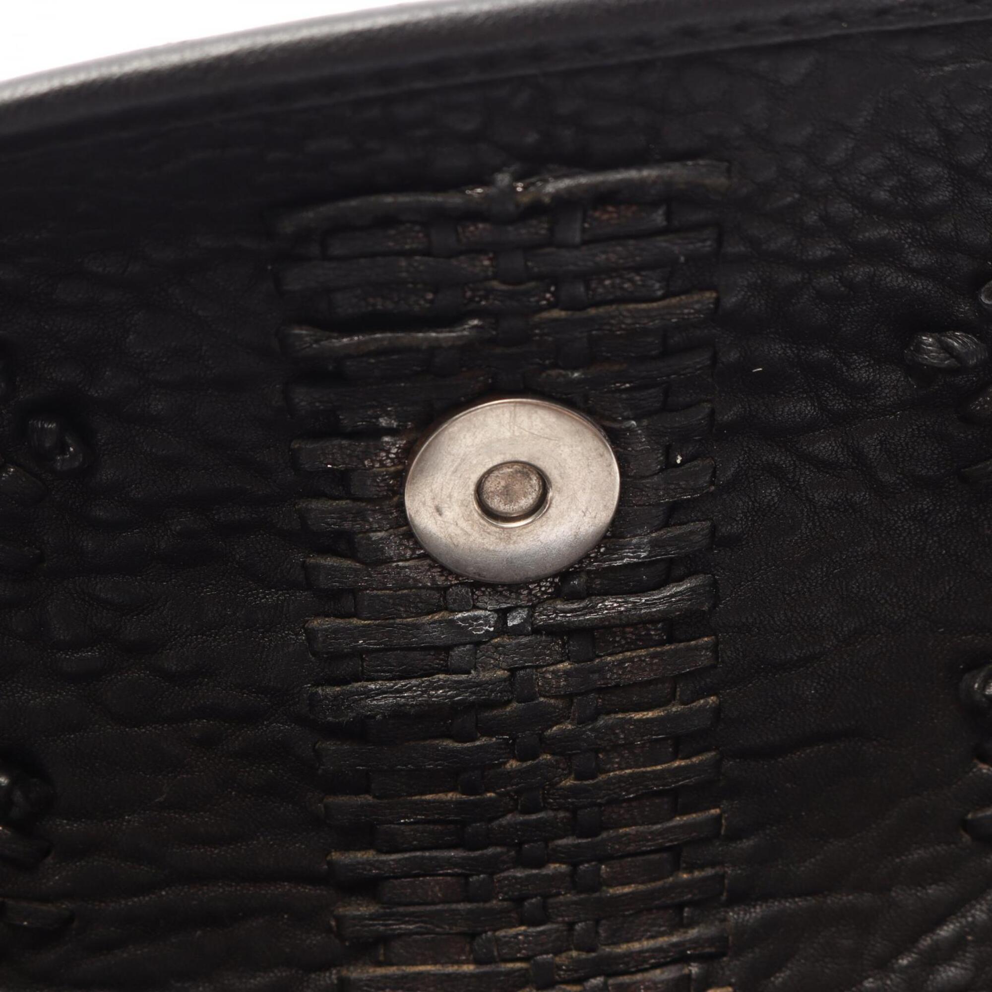 Christian Dior Black Leather Handbag Tote Bag (Pre-Owned)