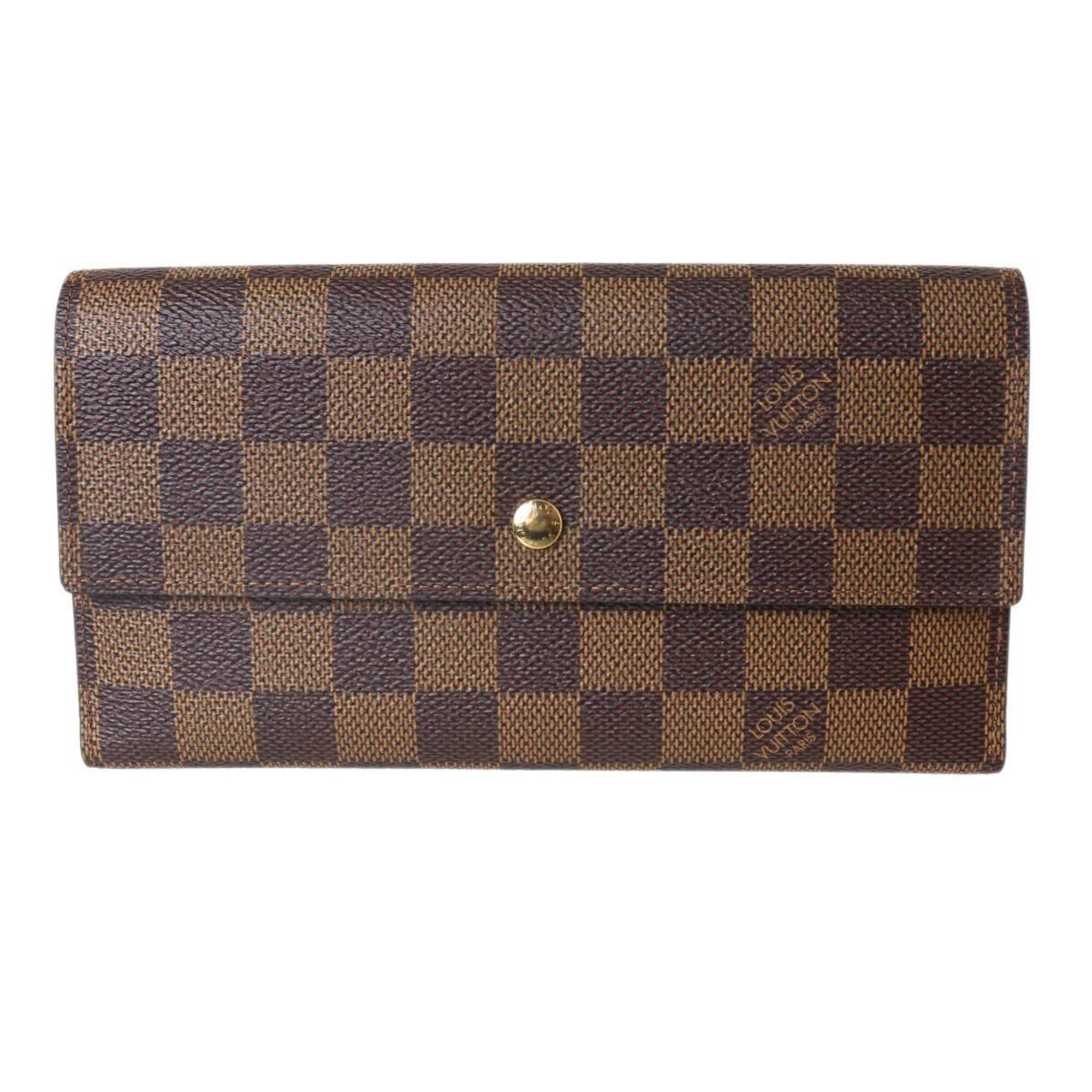 Louis Vuitton Damier Damier Canvas Ebene Long Wallet (Tri-Fold) (Pre-Owned)