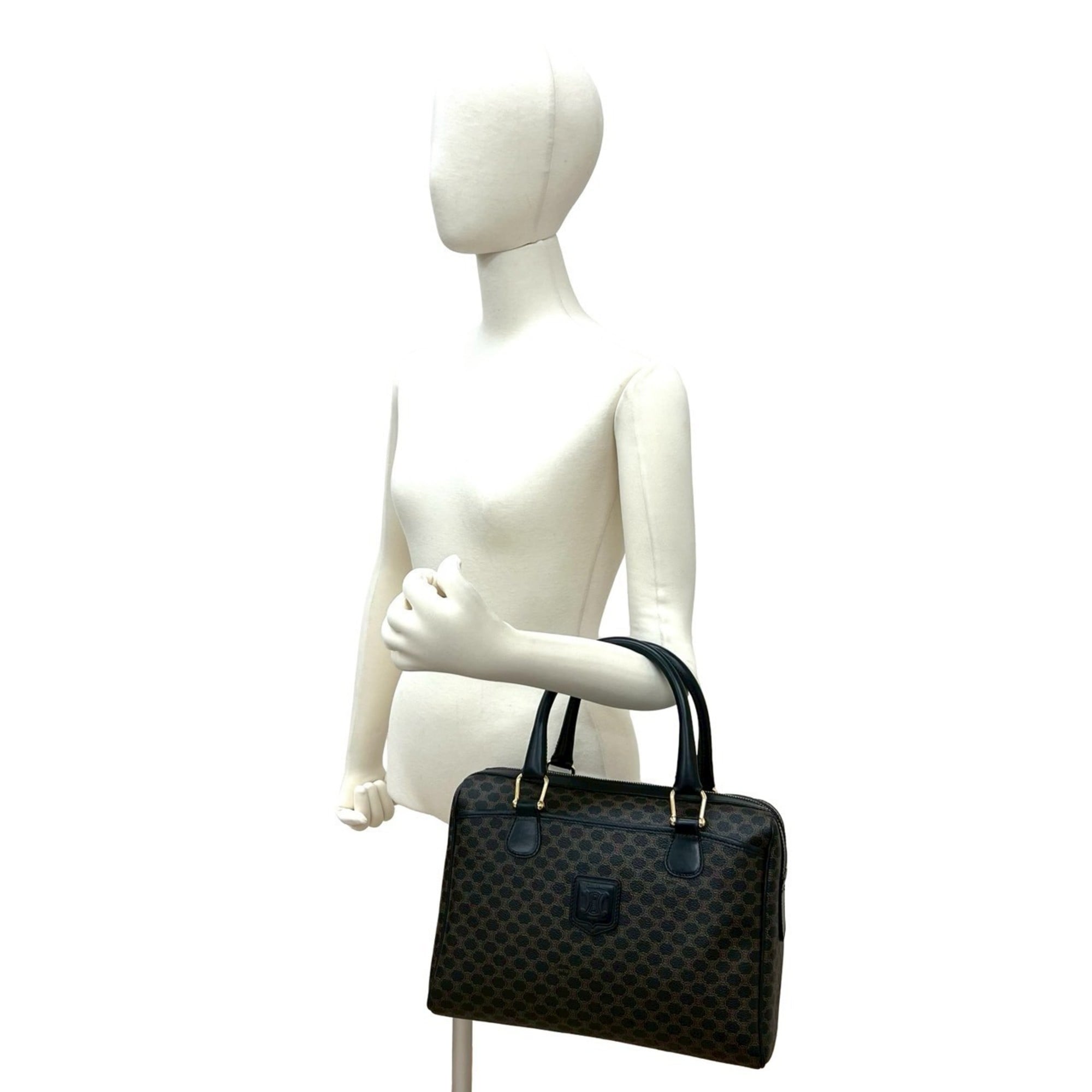 Celine Black Brown Leather Pvc Boston Bag Handbag (Pre-Owned)