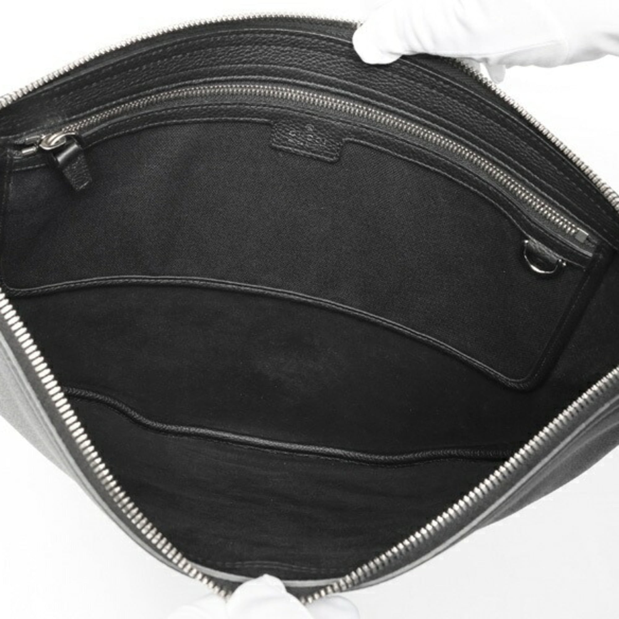 Gucci Sherry Line Black Leather Shoulder Bag (Pre-Owned)