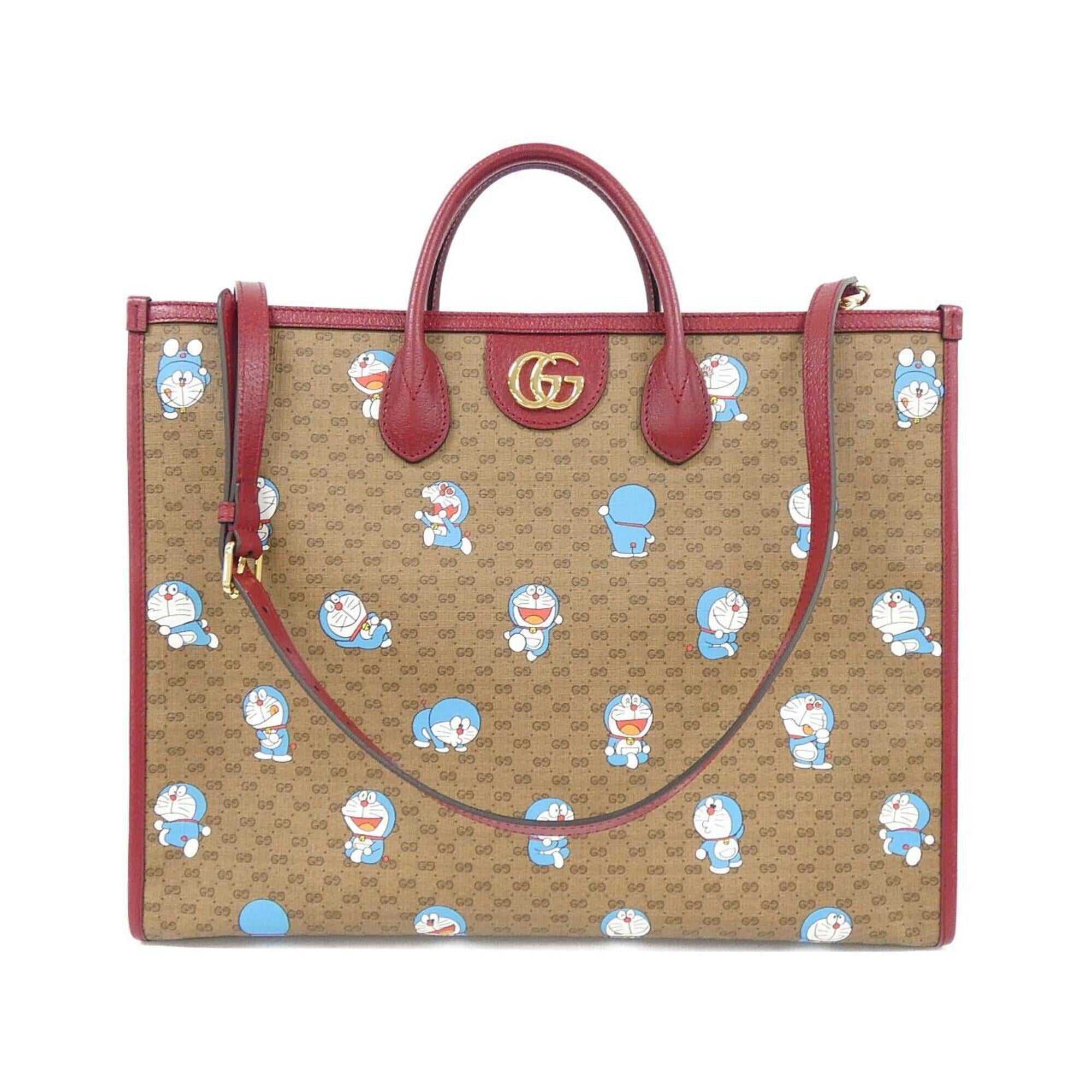 Gucci Beige Cherry Red Gg Supreme Handbag (Pre-Owned)