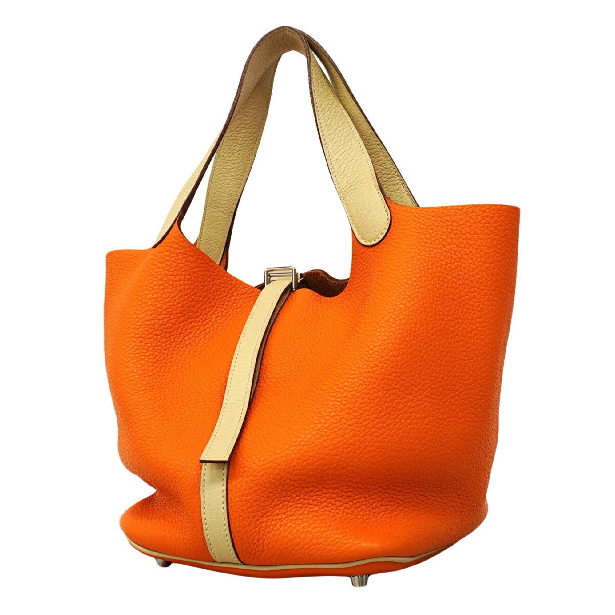 Hermes Orange Parchemin Taurillon Clemence Leather Handbag (Pre-Owned)