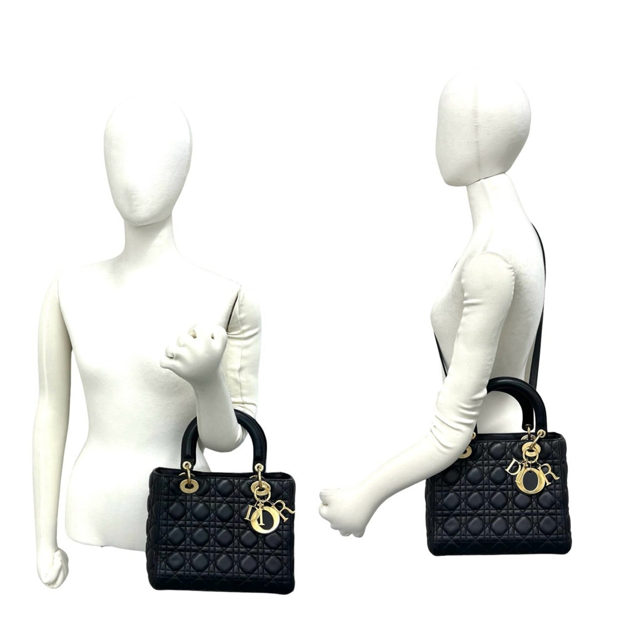 Christian Dior Black Leather Handbag Shoulder Bag (Pre-Owned)