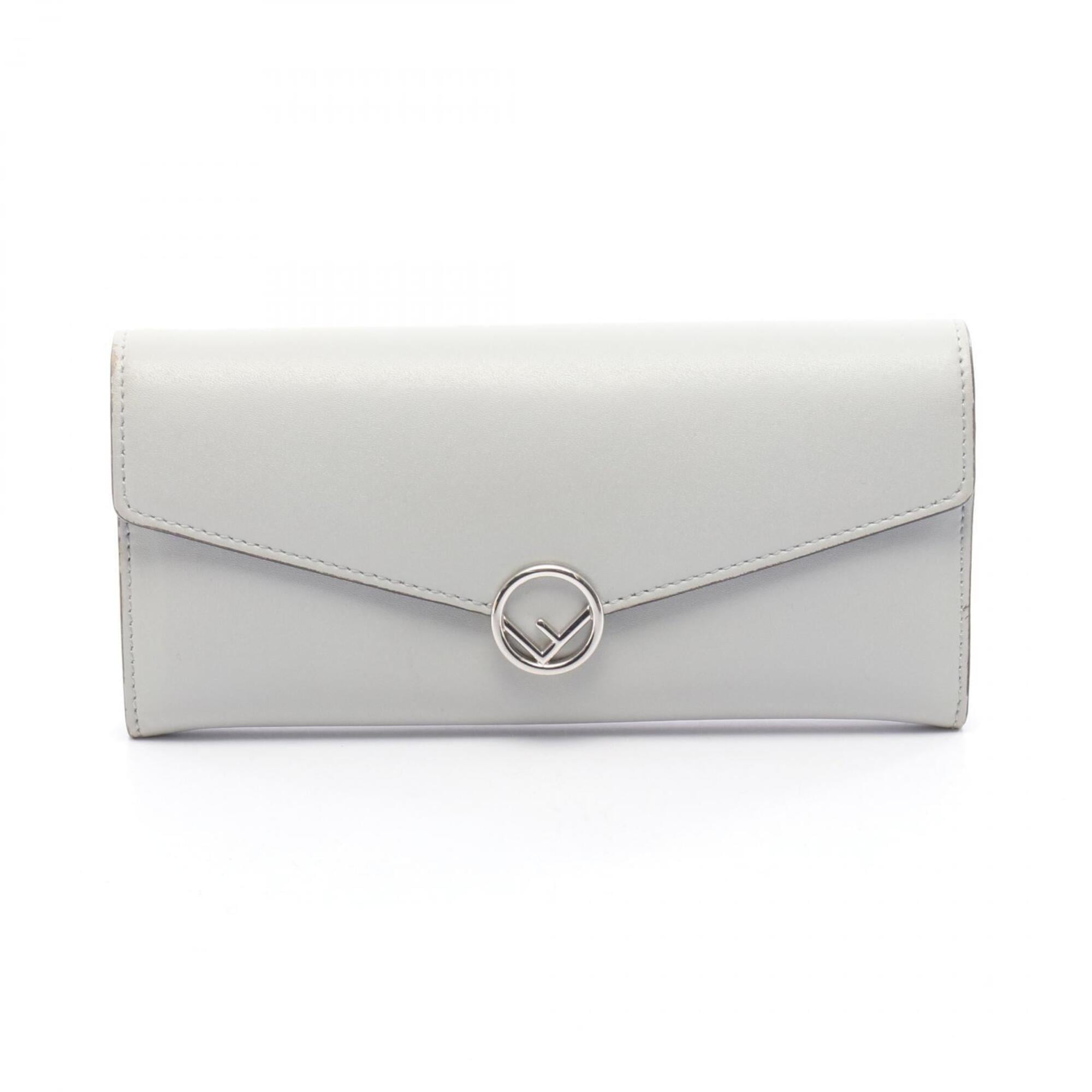 Fendi Gray Leather Long Wallet (Bi-Fold) (Pre-Owned)