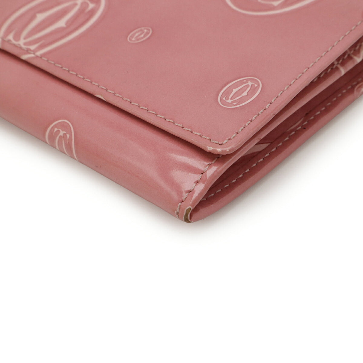 Cartier Pink Patent Leather Long Wallet (Bi-Fold) (Pre-Owned)
