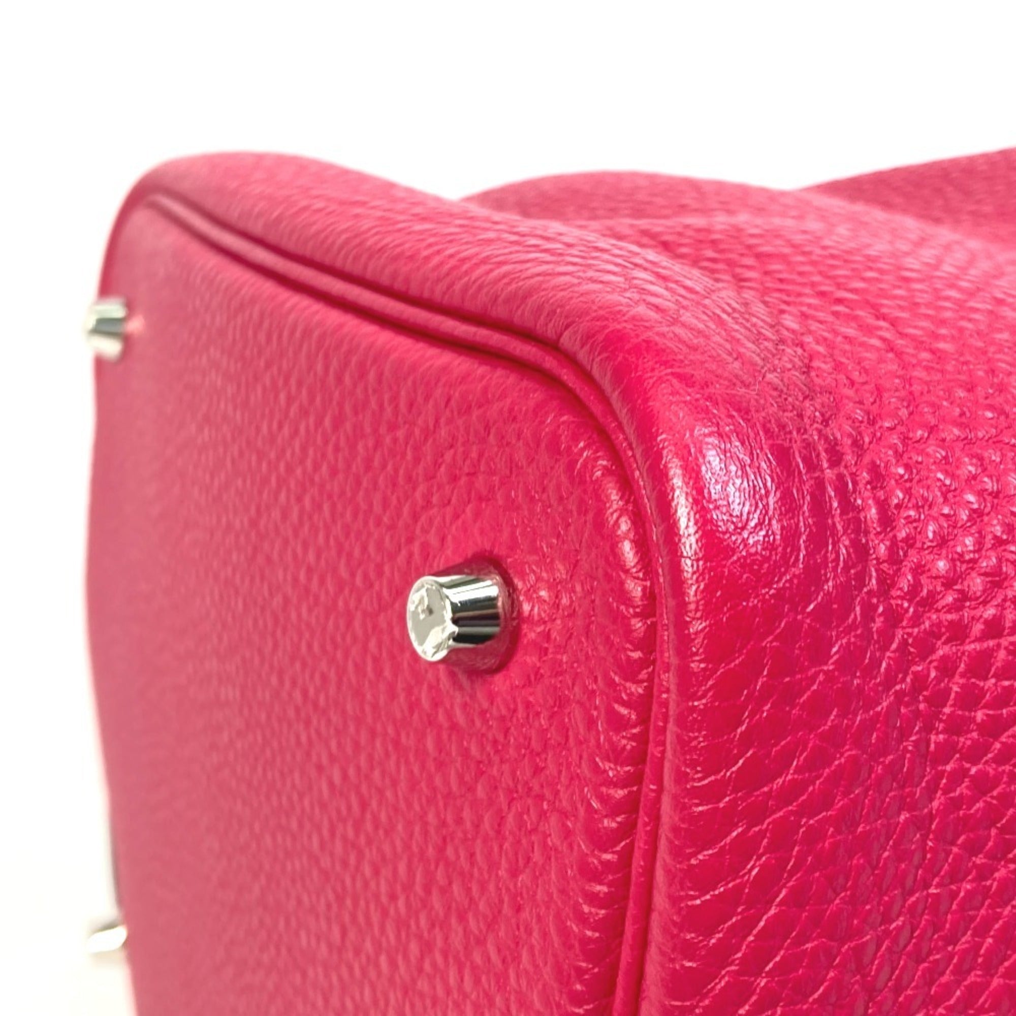 Hermes Picotin Red Brown Taurillon Clemence Leather Handbag Tote Bag (Pre-Owned)