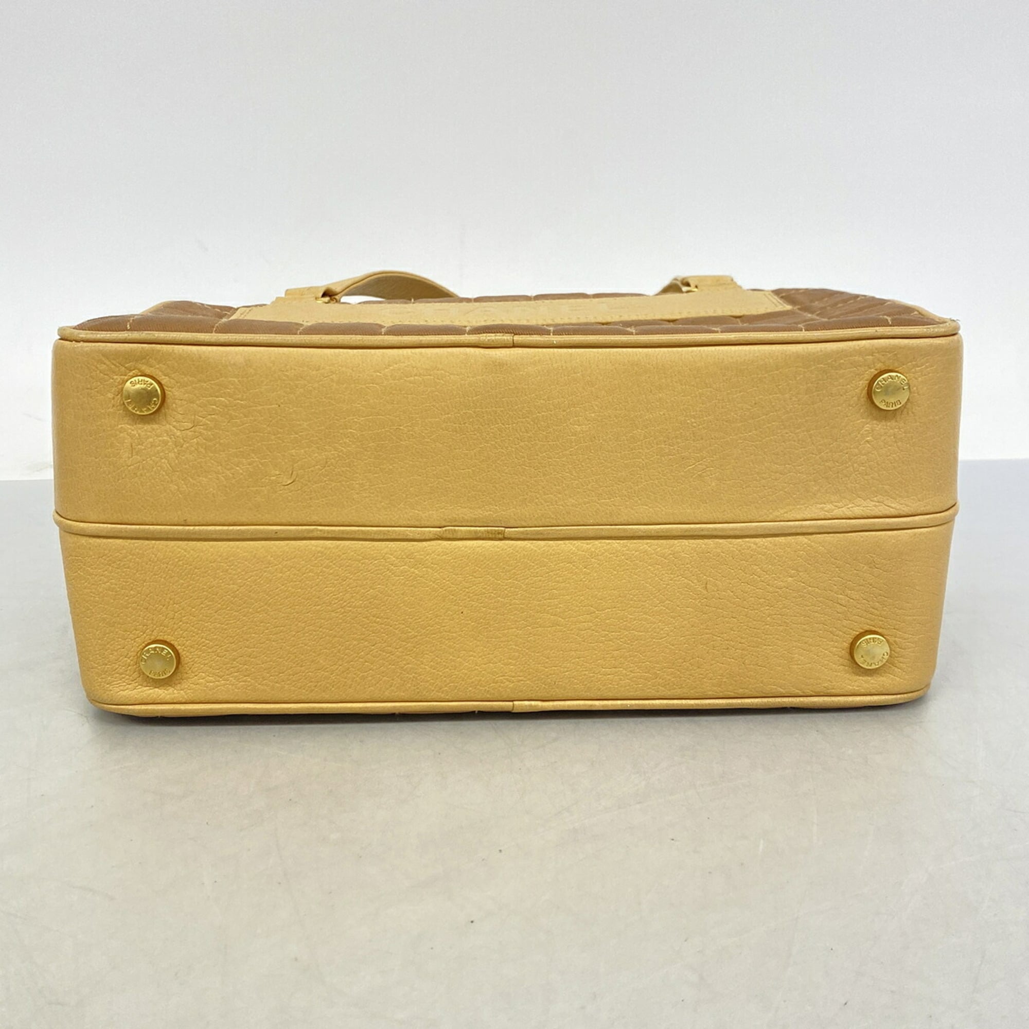 Chanel Beige Brown Canvas Handbag (Pre-Owned)