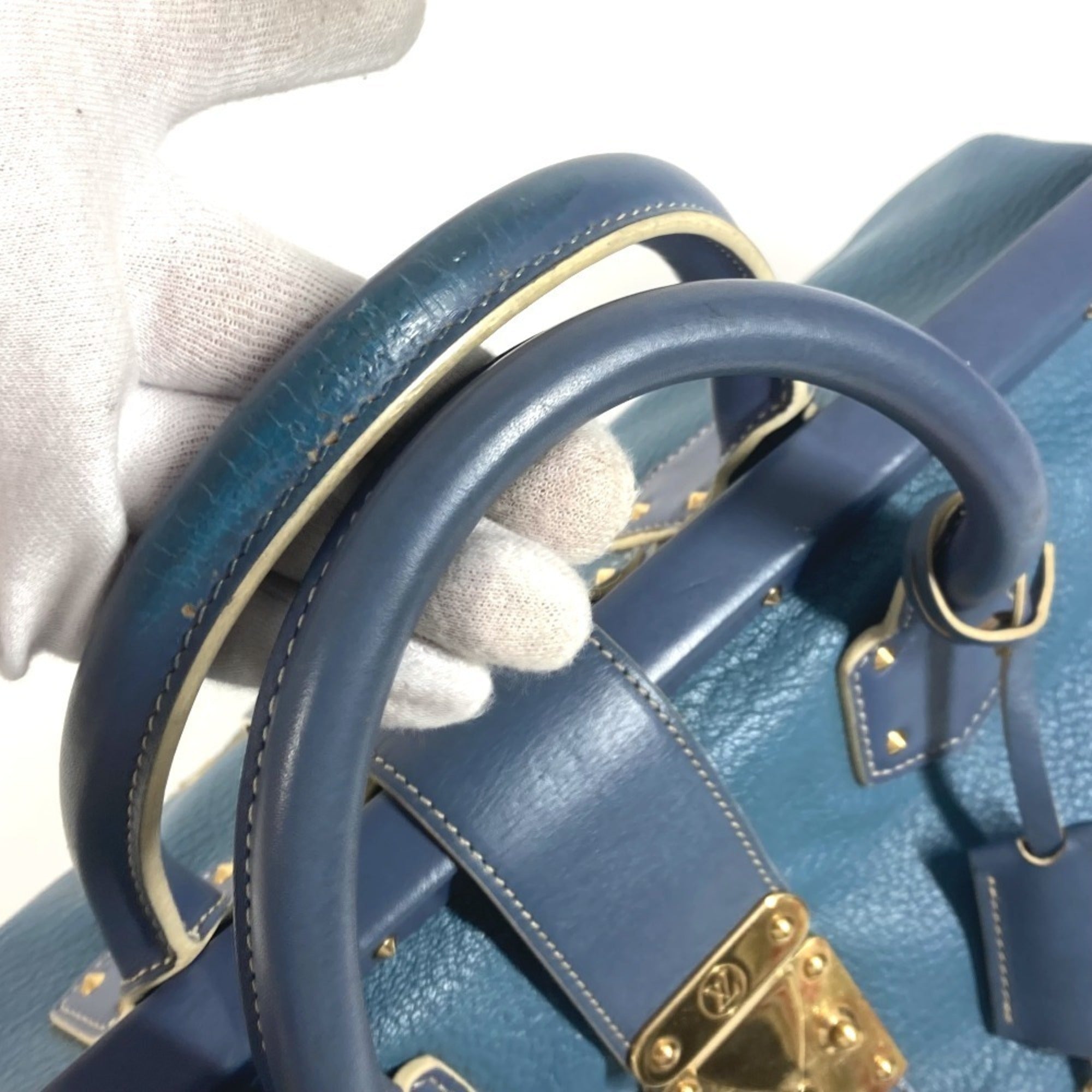 Louis Vuitton Suhali Blue Suhali Leather Handbag Tote Bag (Pre-Owned)
