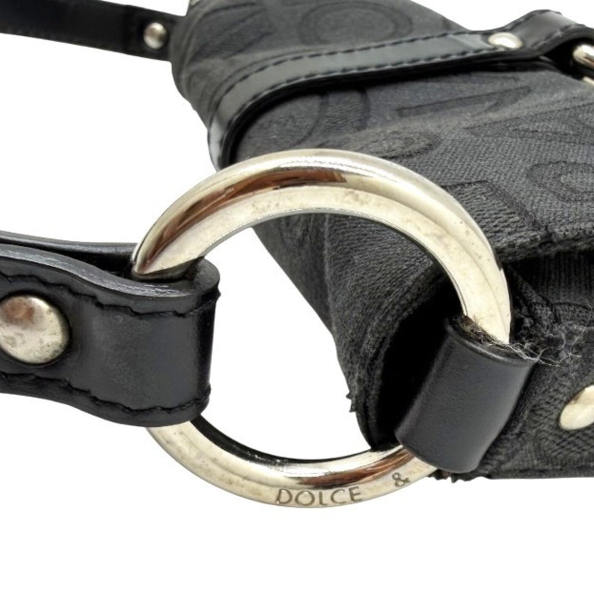 Dolce & Gabbana Black Canvas Leather Handbag Pouch (Pre-Owned)