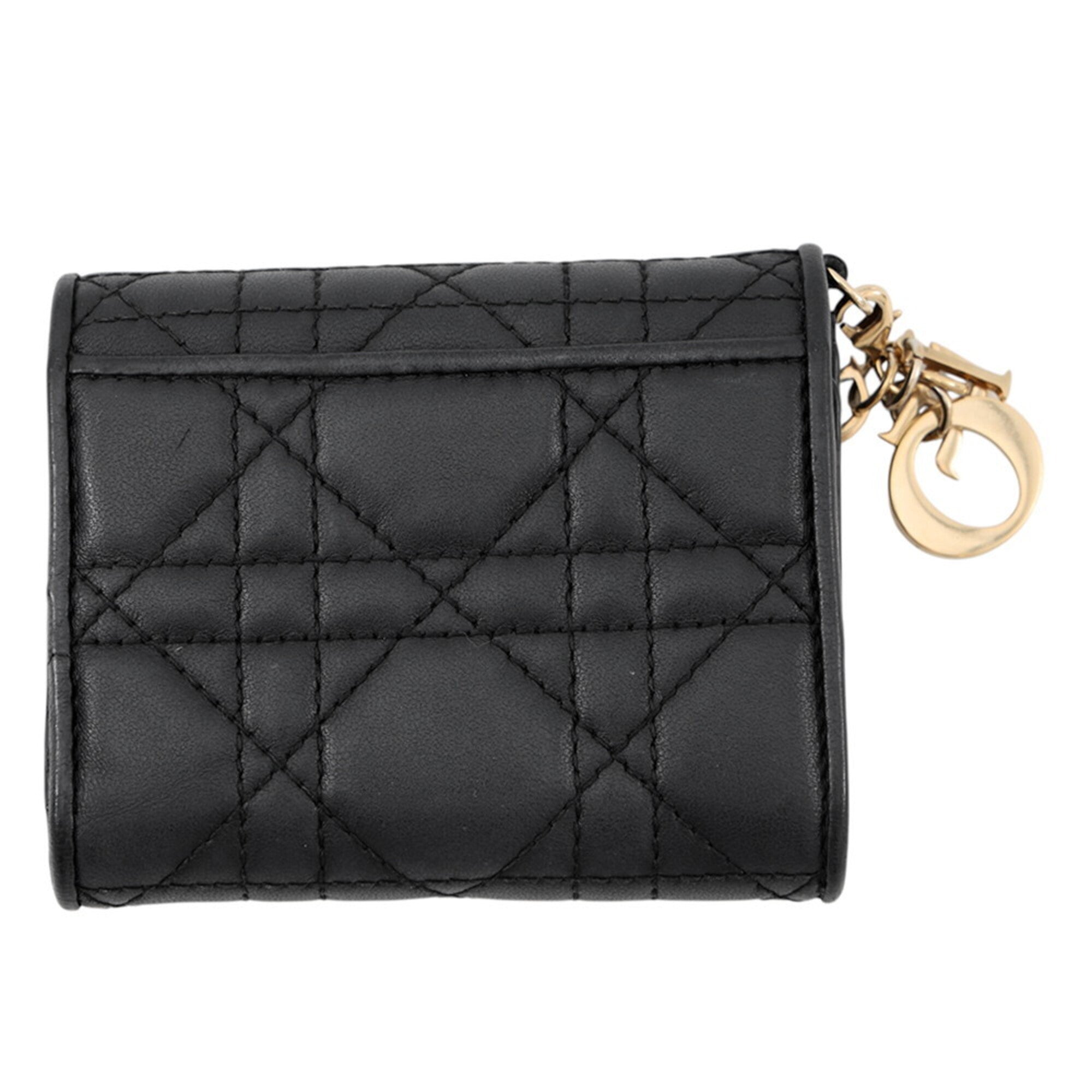 Christian Dior Black Leather Wallet (Tri-Fold) (Pre-Owned)
