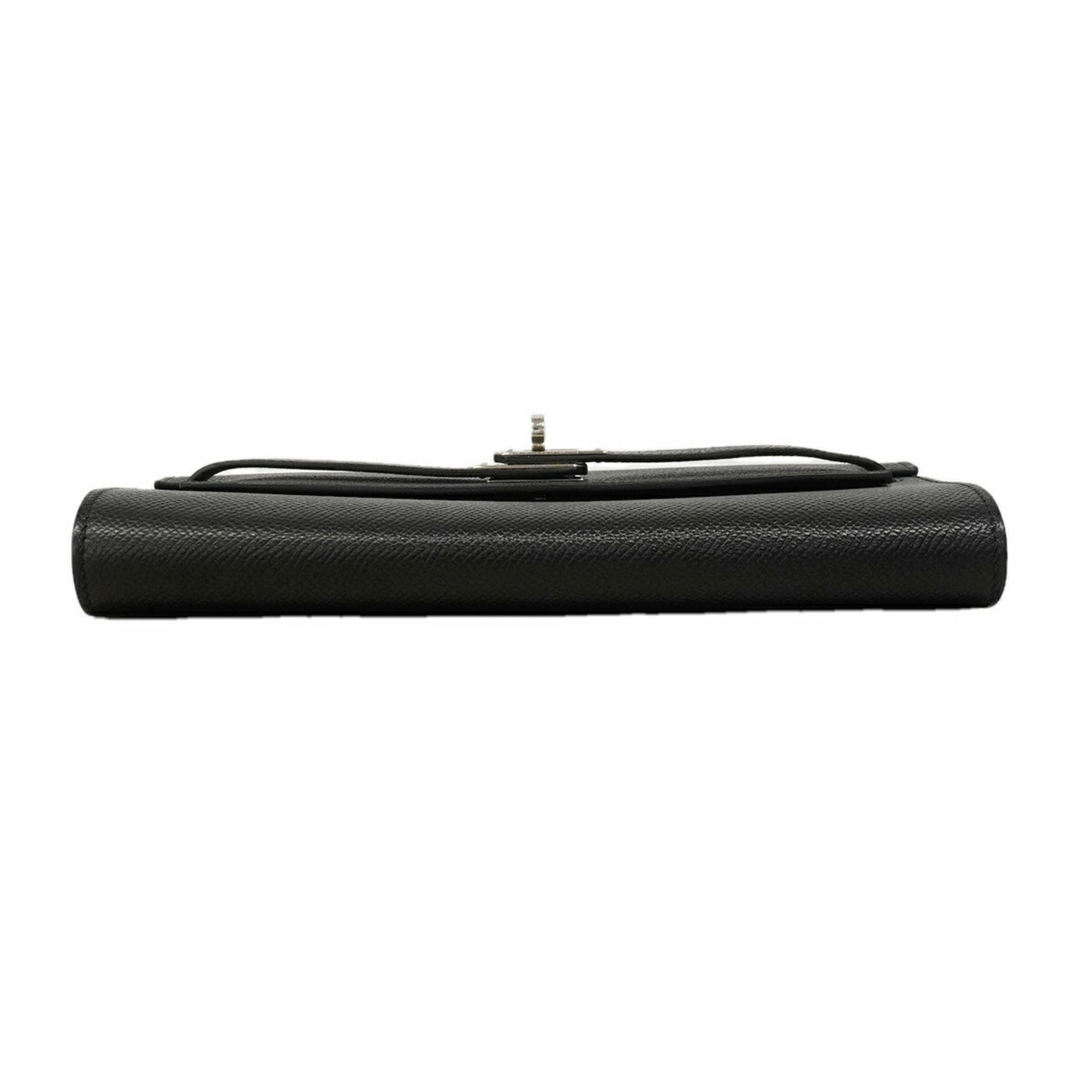 Hermes Black Epsom Leather Chain/Shoulder Wallet (Pre-Owned)
