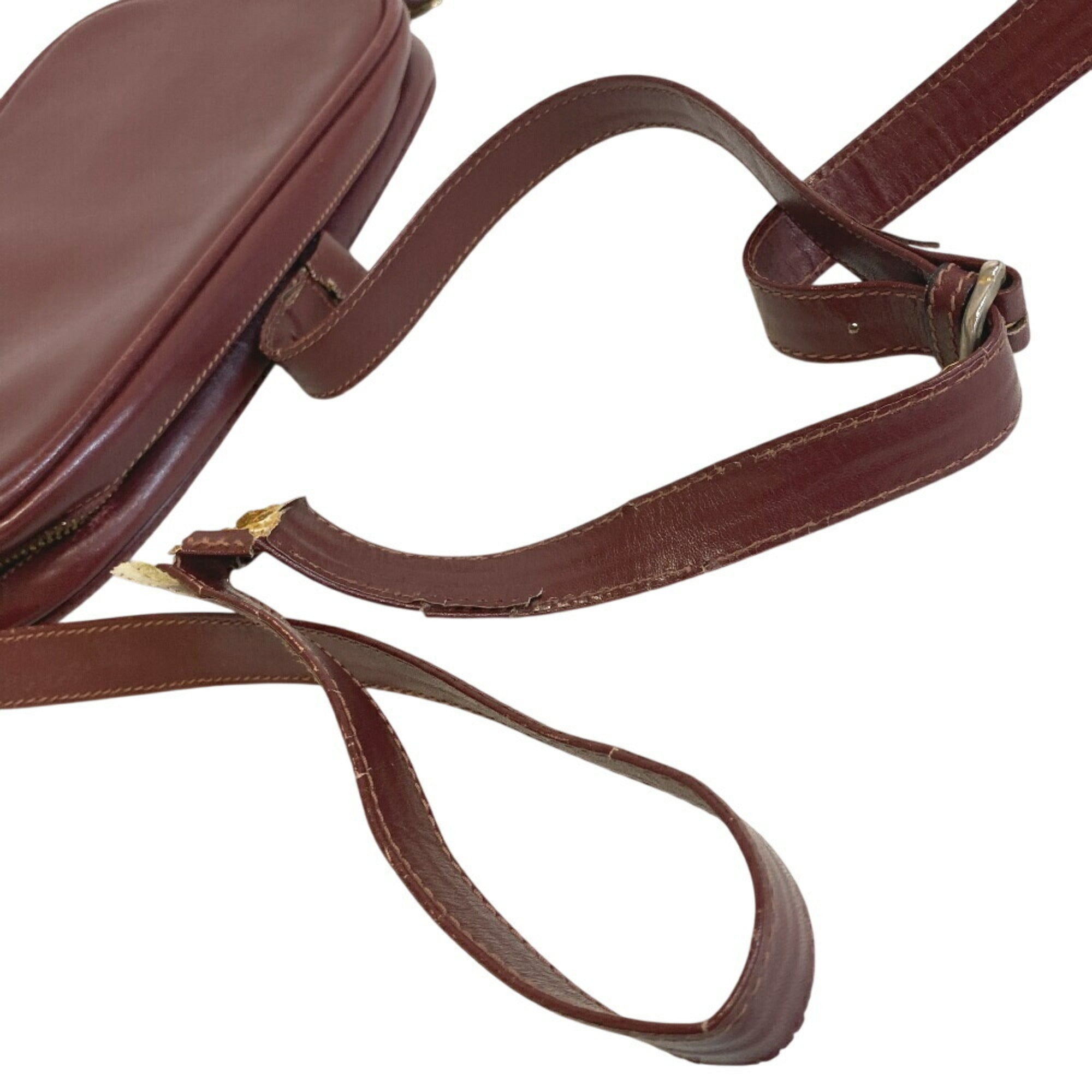 Cartier Bordeaux Red Color Leather Shoulder Bag (Pre-Owned)