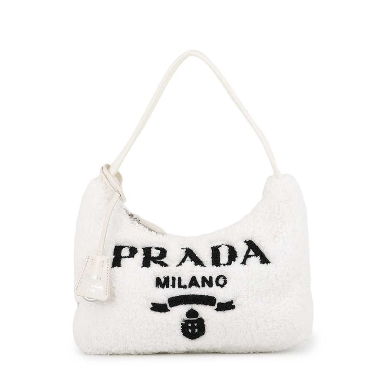 Prada Black White Nylon Canvas Handbag (Pre-Owned)
