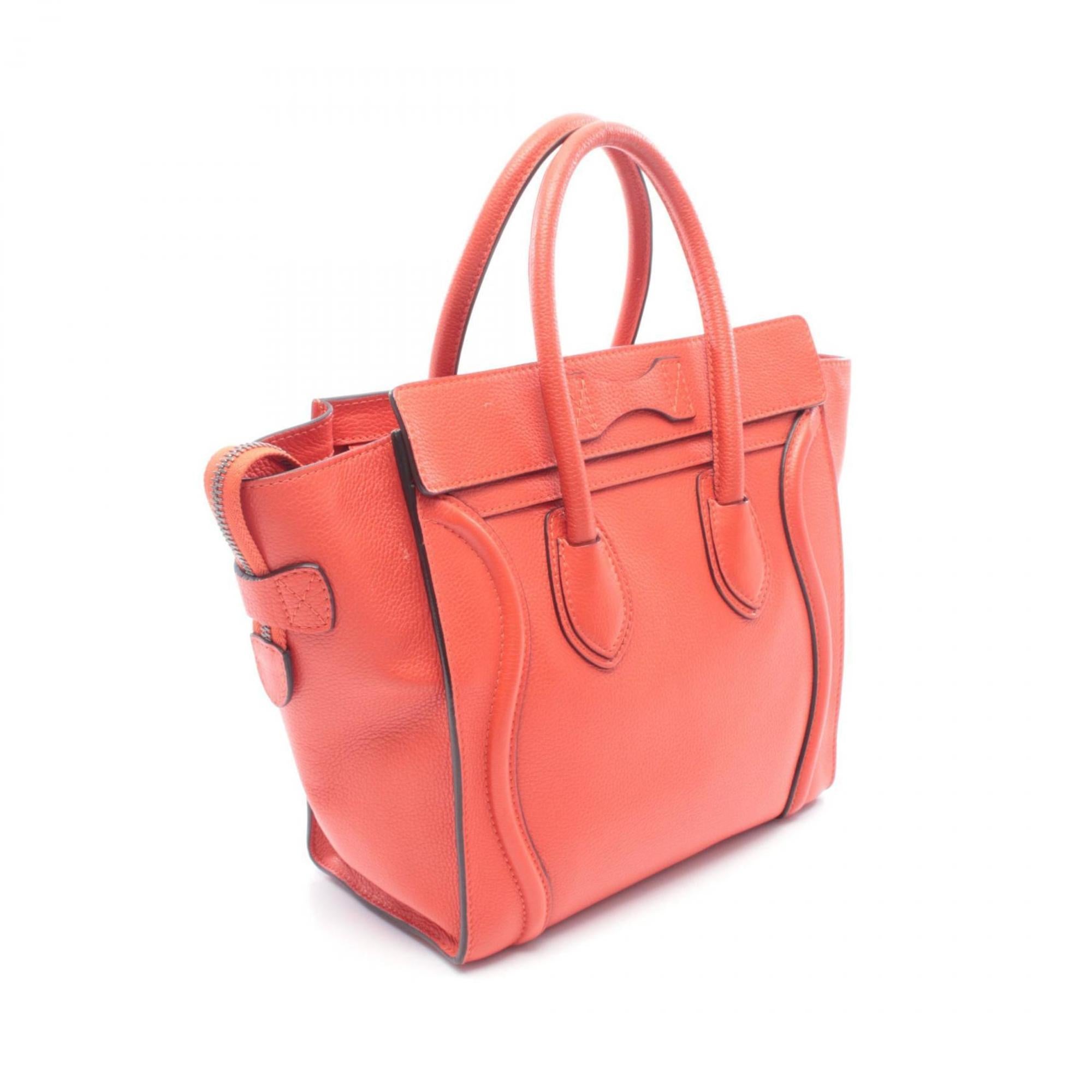 Celine Red Color Leather Handbag Tote Bag (Pre-Owned)