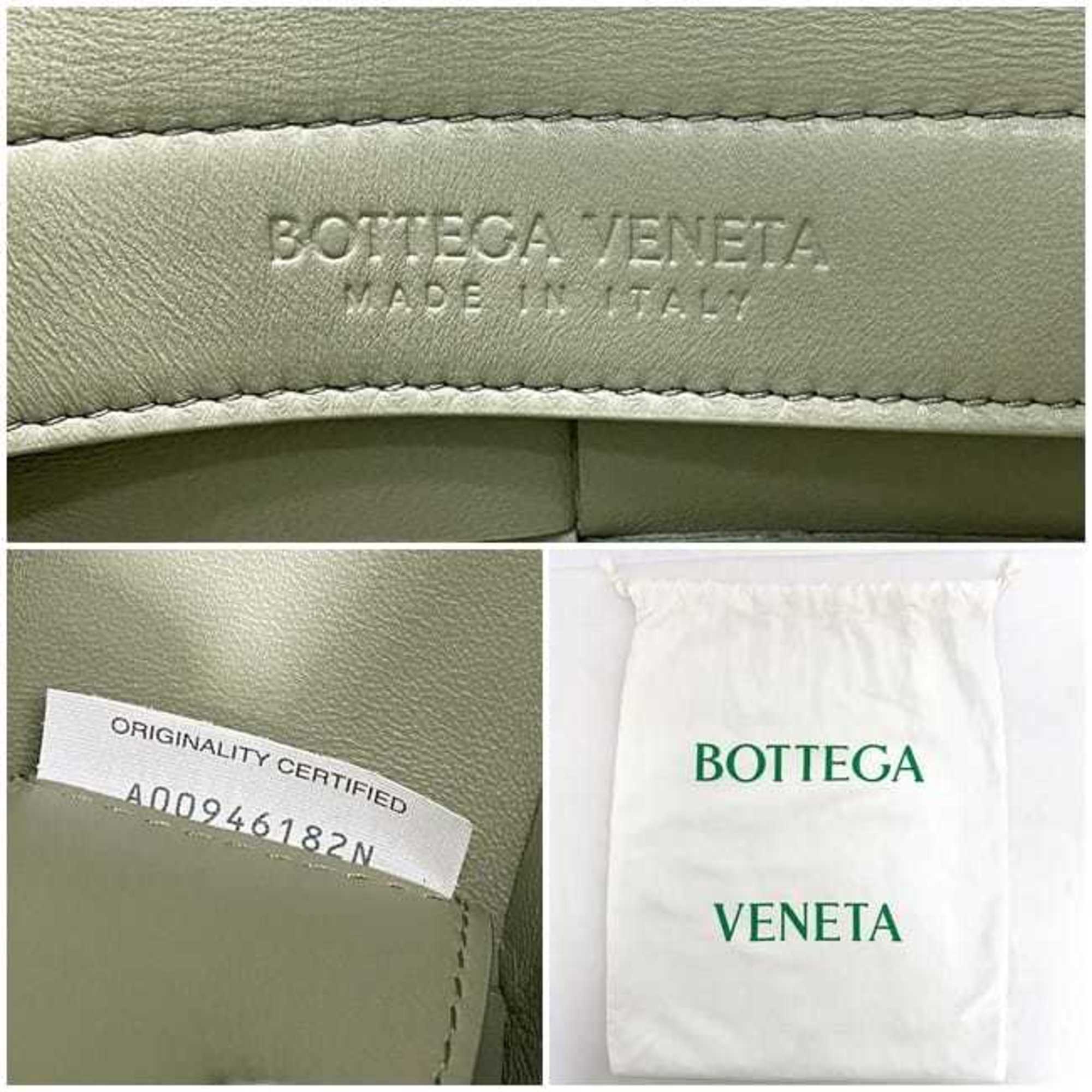 Bottega Veneta Light Green Leather Handbag Shoulder Bag (Pre-Owned)