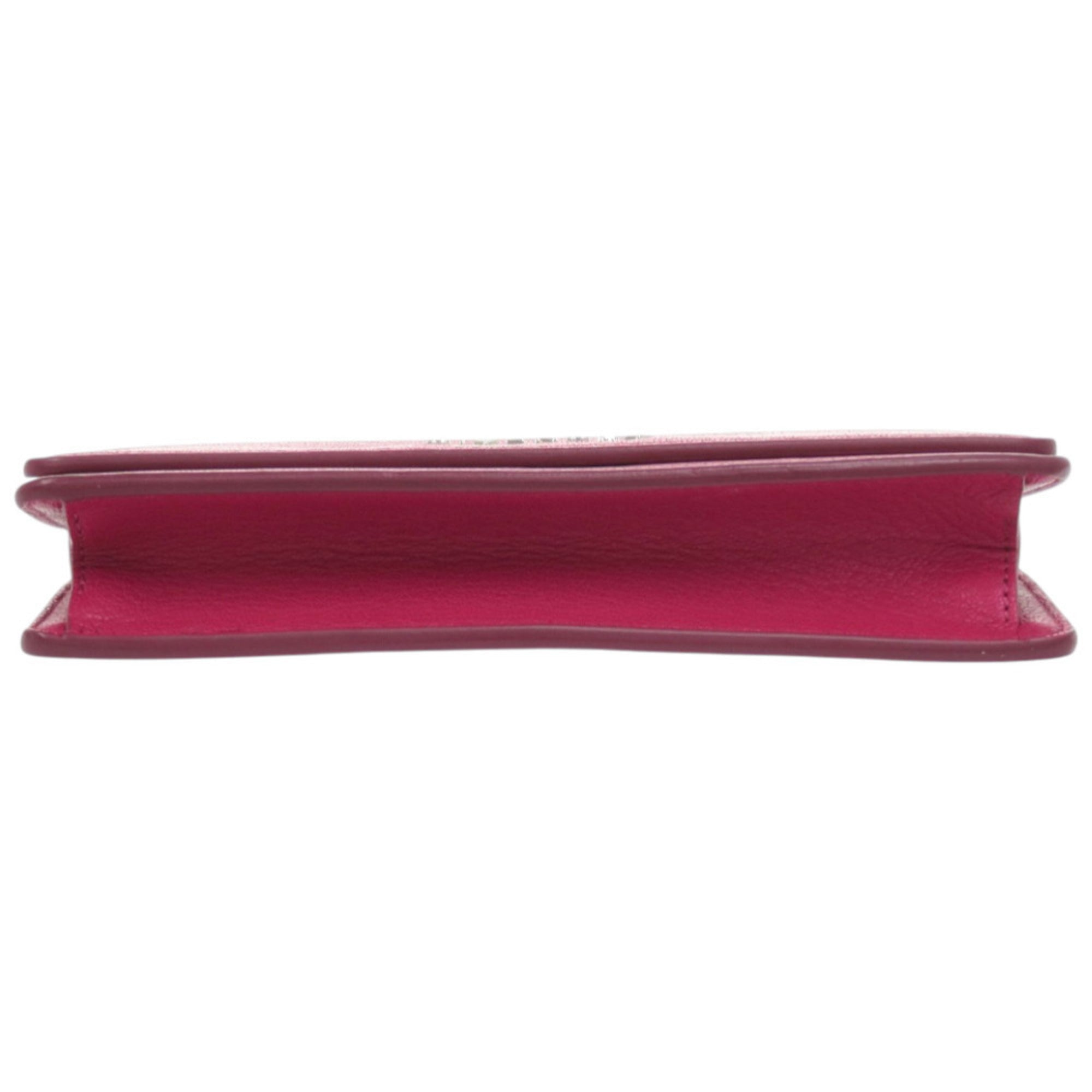 Balenciaga Pink Pink Red Leather Chain/Shoulder Wallet (Pre-Owned)