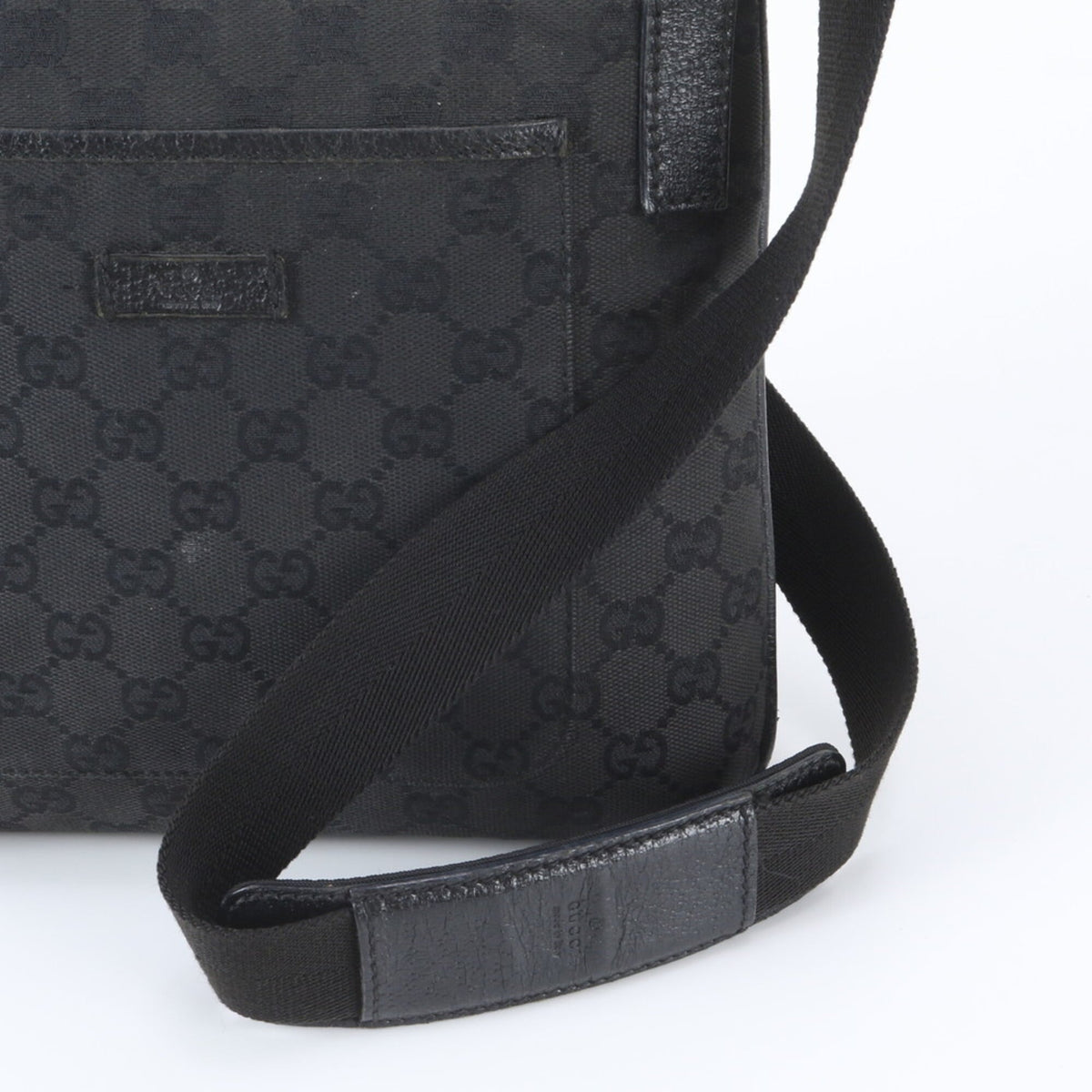 Gucci Black Leather Canvas Handbag Shoulder Bag Tote Bag (Pre-Owned)