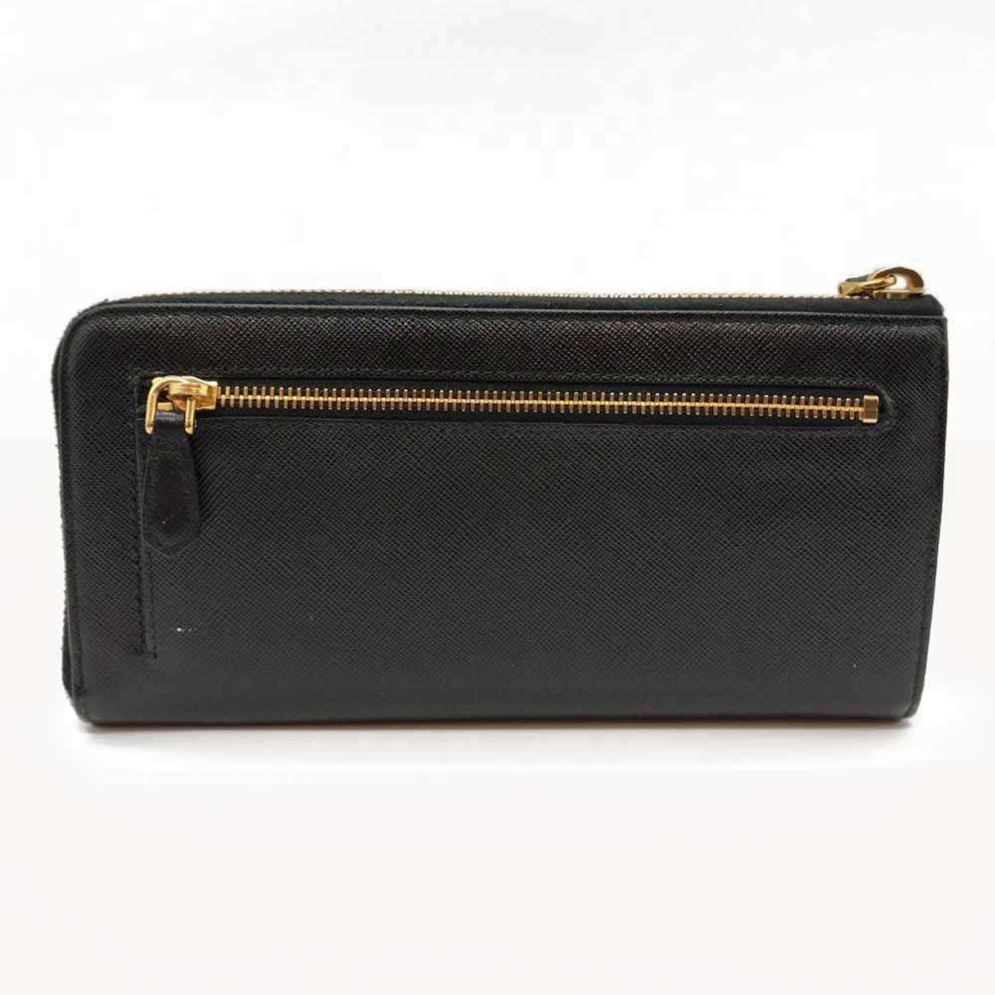 Prada Saffiano Black Saffiano Long Wallet (Bi-Fold) (Pre-Owned)