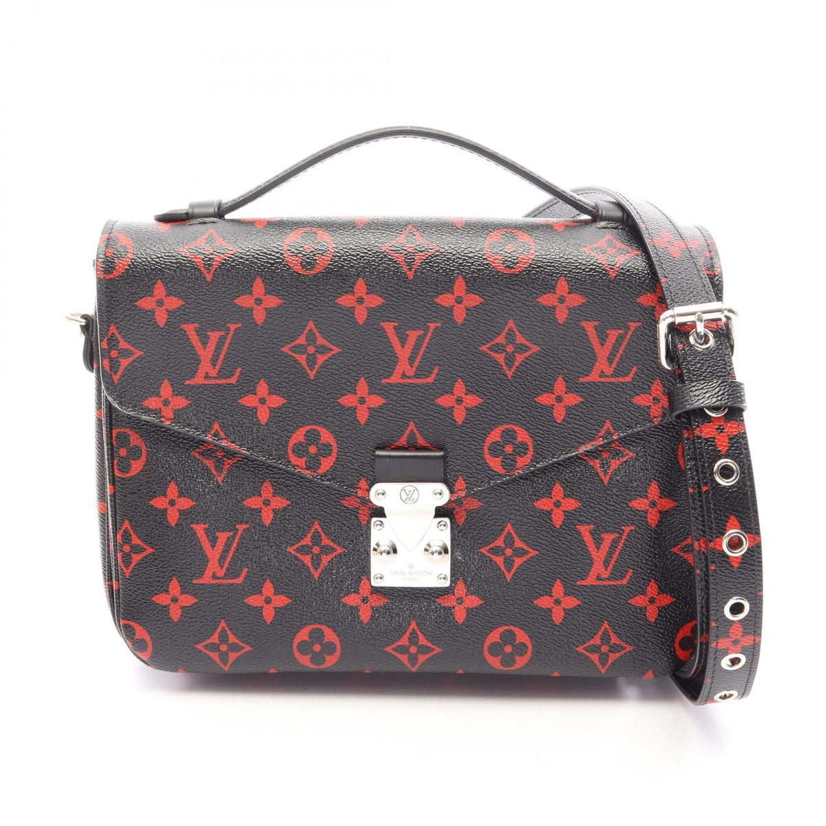 Louis Vuitton Black Red Color Coated Canvas Leather Handbag Pochette (Pre-Owned)